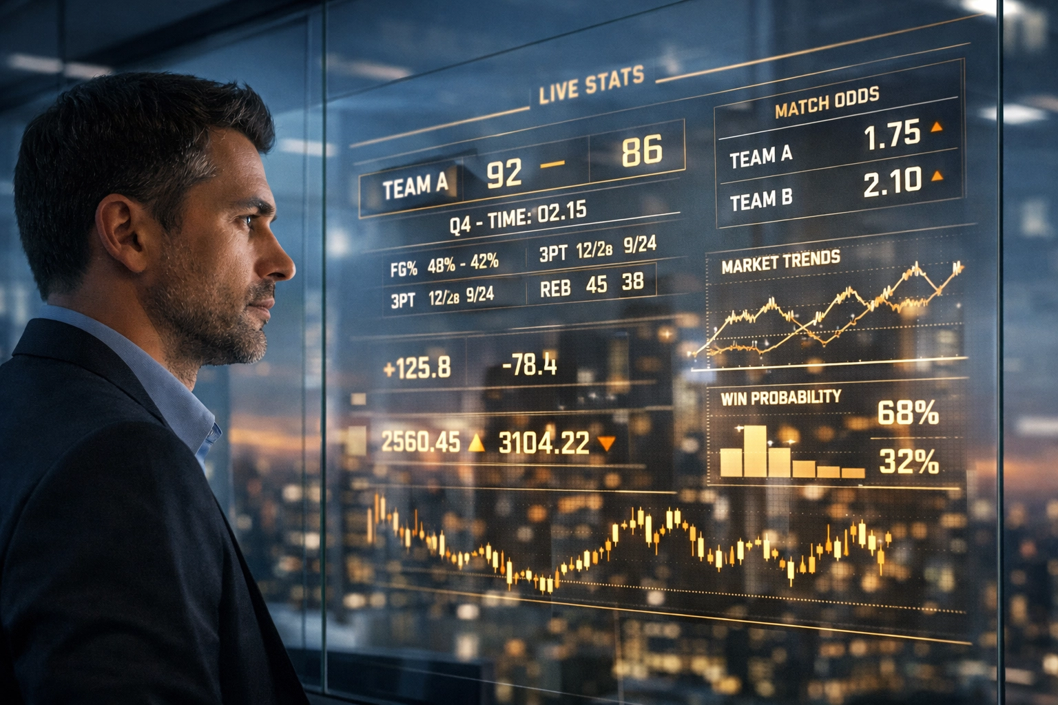 Analyst betrachtet strategische Sportwetten-Statistiken für erfolgreiches Navigieren in volatilen Märkten.