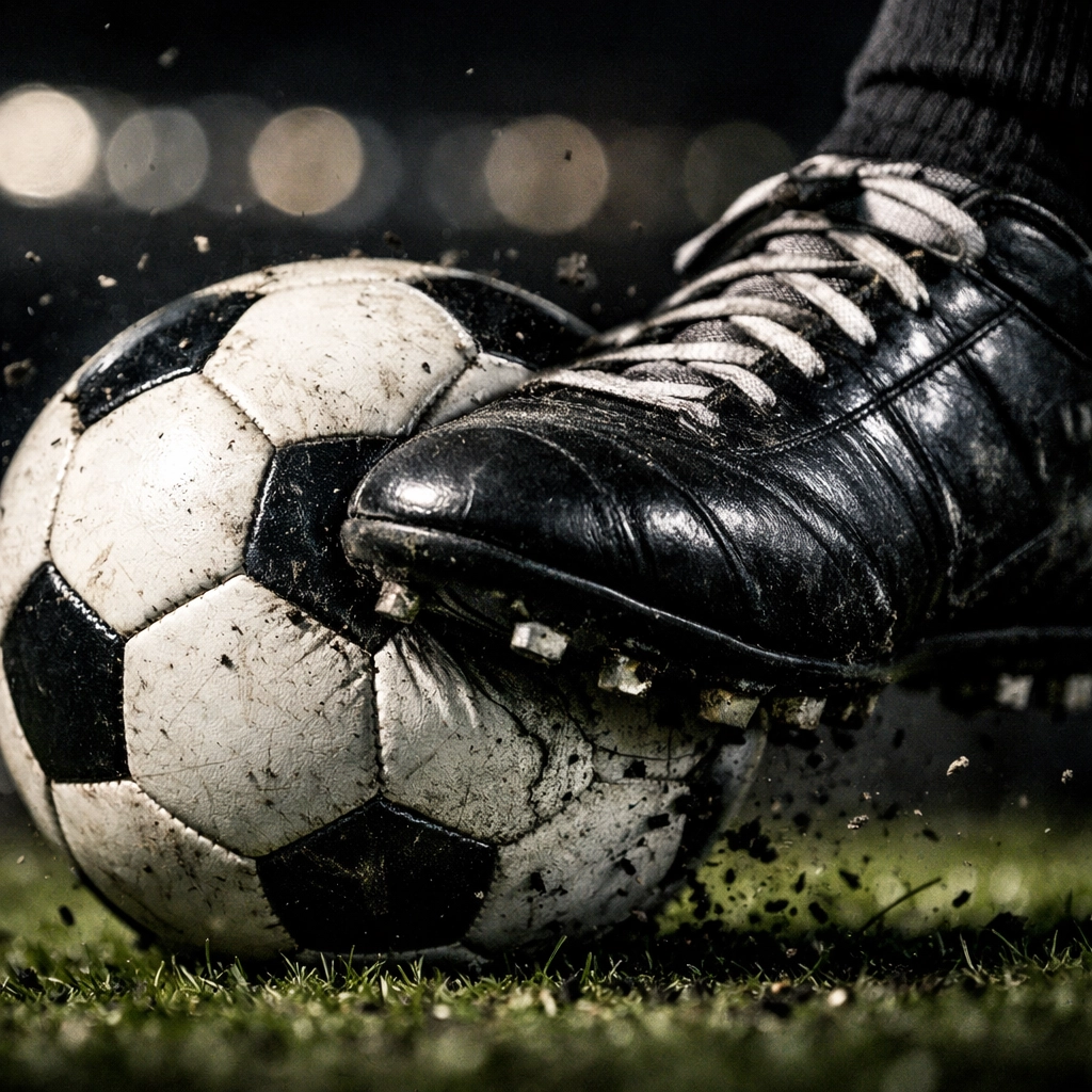 Fußballer schießt Ball: Der entscheidende Moment für Expected Goals Berechnung