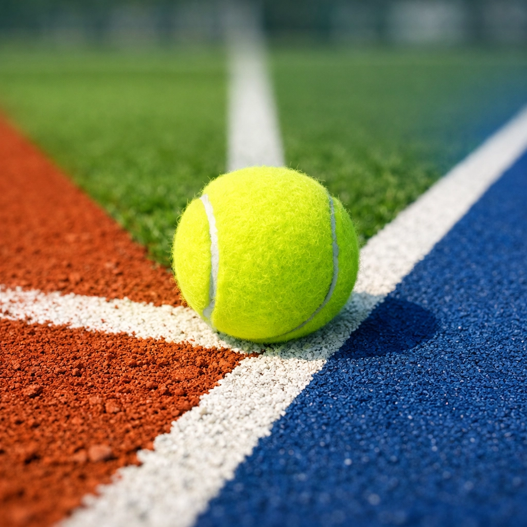 Vergleich der Tennisbeläge Sand, Rasen und Hardcourt für die ATP Formanalyse.