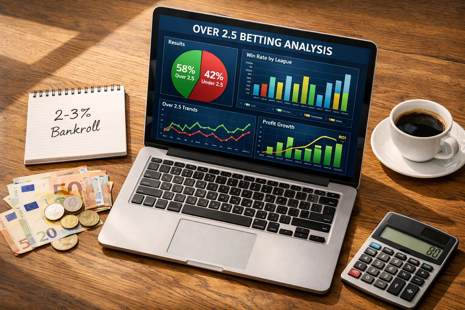 Bankroll Management für Over 2.5 Strategie mit 2-3% Einsatzregel und Statistiken