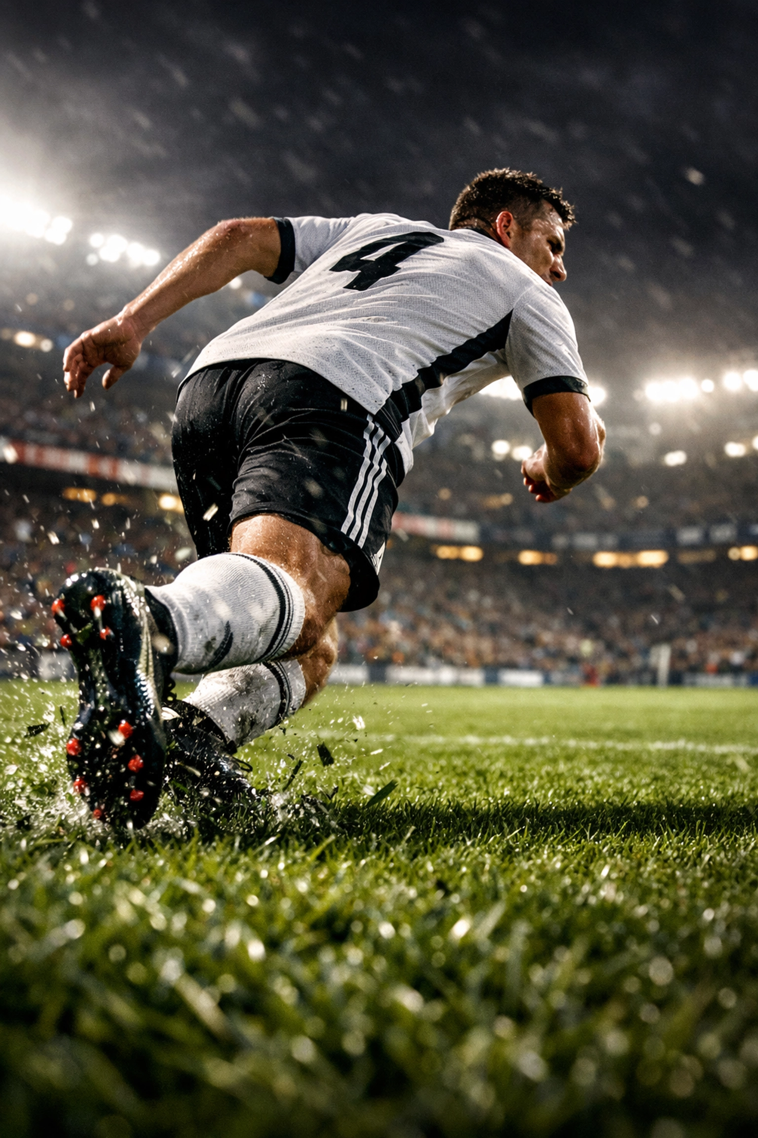 Verteidiger sprintet zur Absicherung der offenen Außenbahn nach einem taktischen Ballverlust.