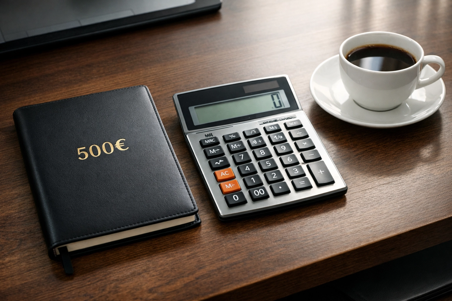 Bankroll Management Arbeitsplatz mit Notizbuch, Taschenrechner und Wettkapital Planung