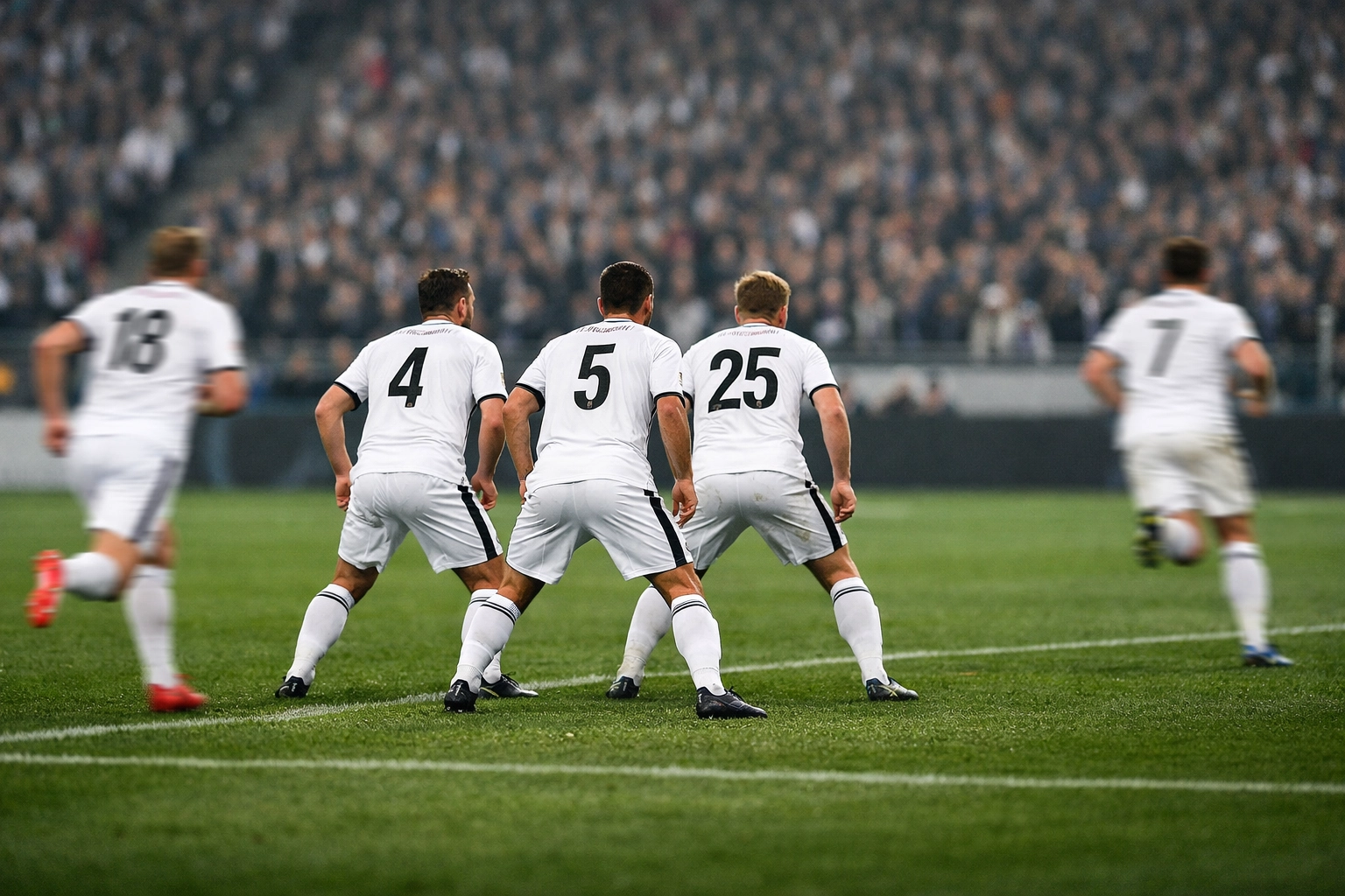 Bundesliga Defensivsystem im Spiel mit drei Innenverteidigern