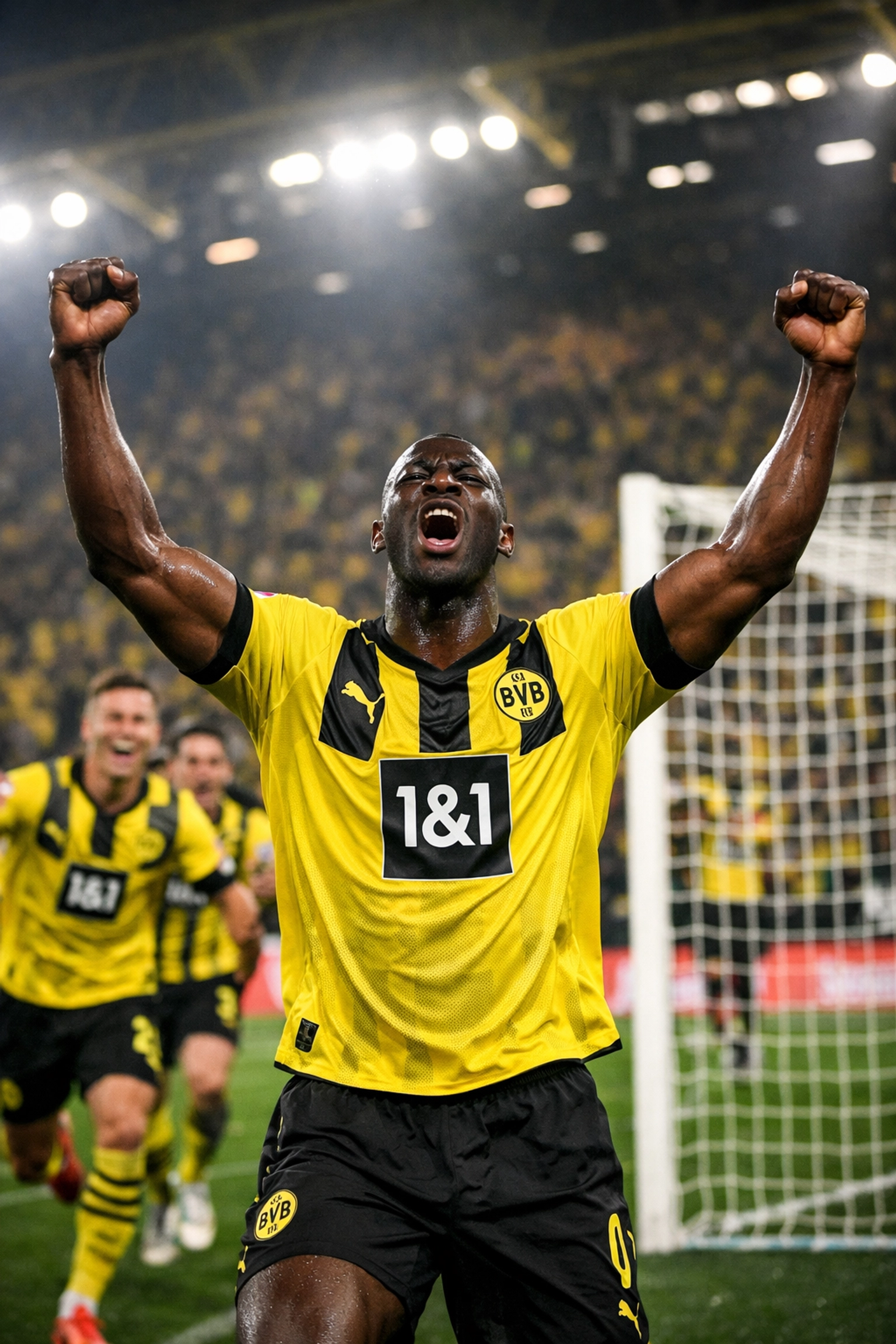 Borussia Dortmund Stürmer feiert Tor im Champions-League-Qualifikationskampf