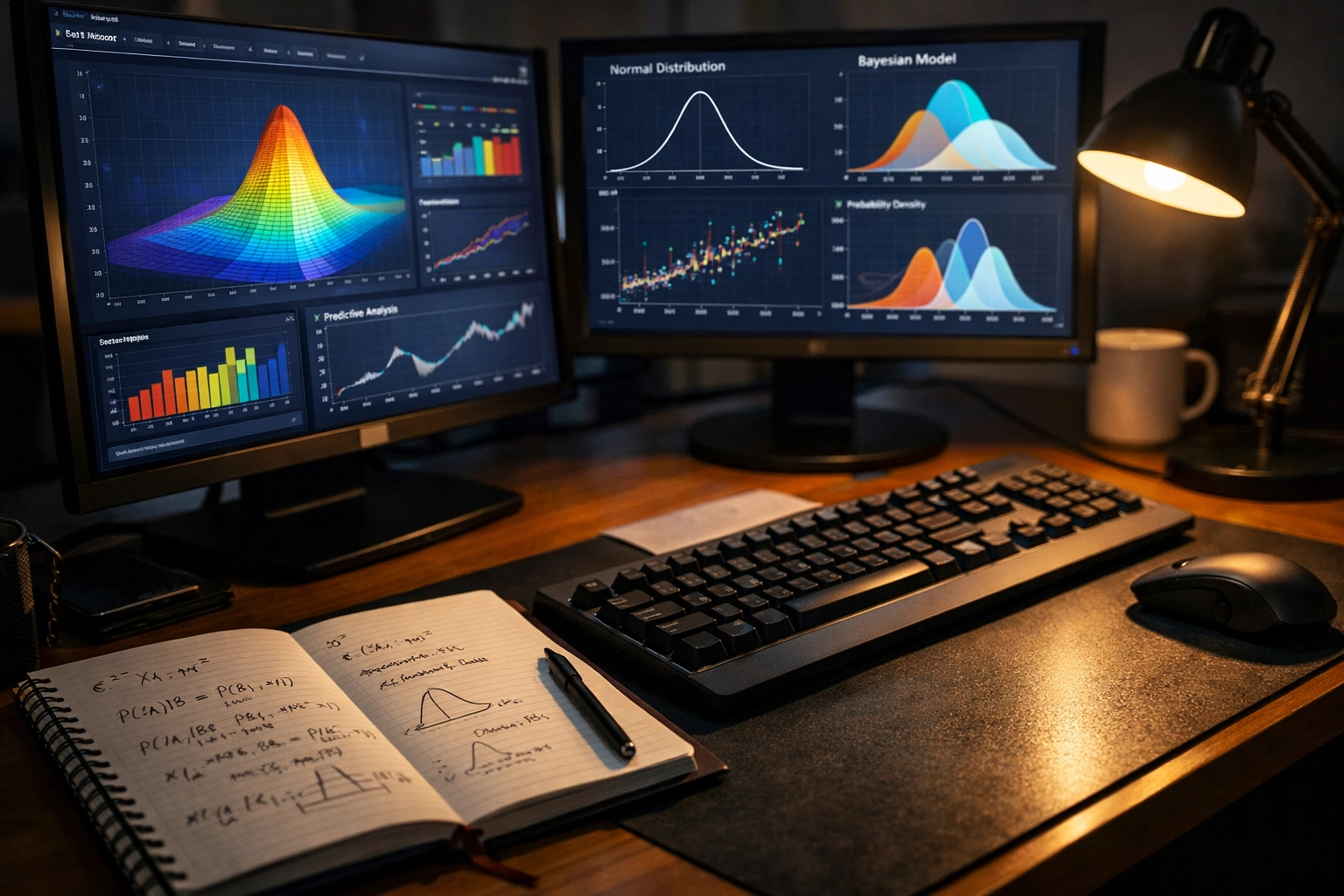 Mehrere Bildschirme zeigen Datenvisualisierung für langfristige Wettstrategien
