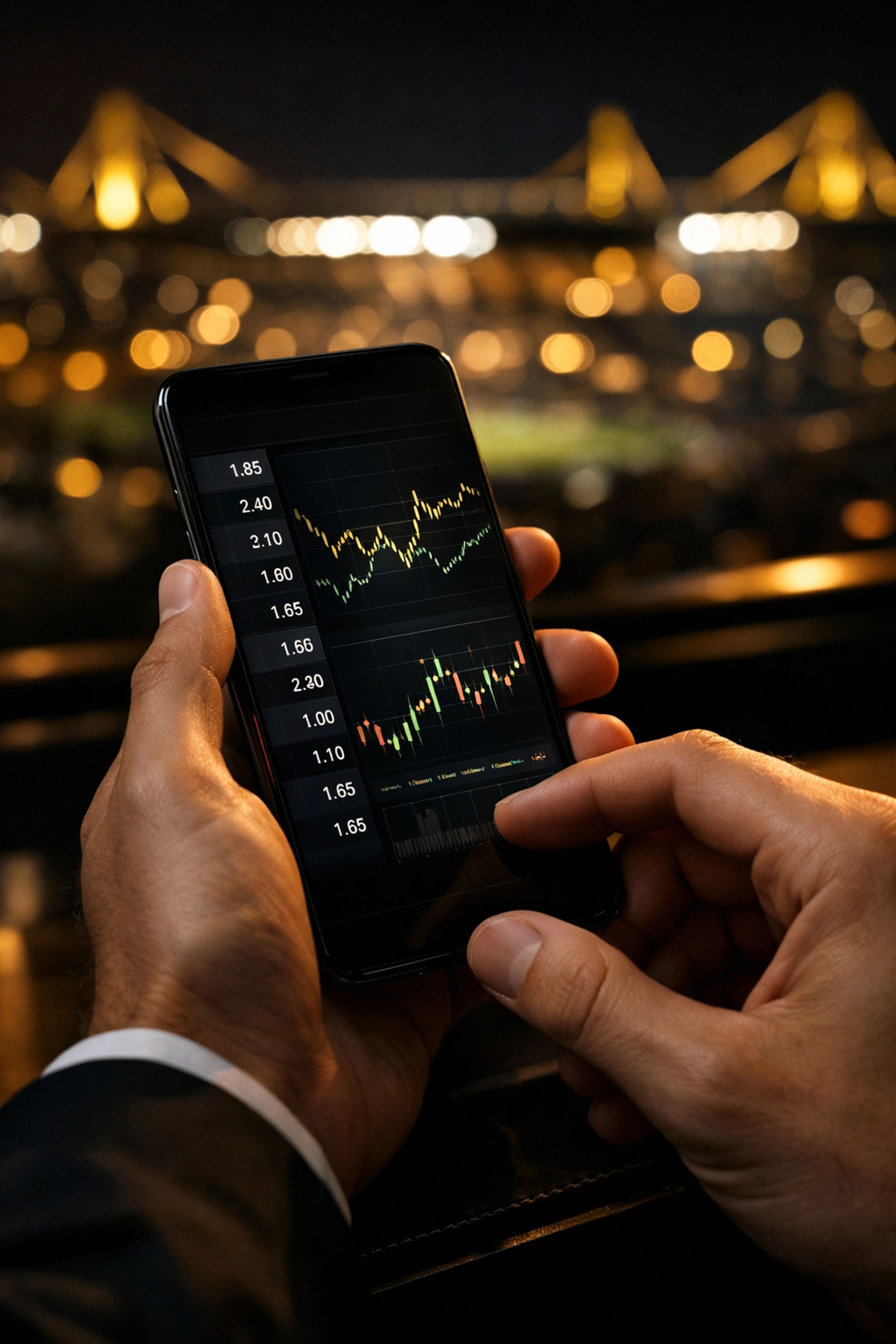 Analyse der Quotenentwicklung für das Spiel Dortmund gegen Bayern auf einem Smartphone.