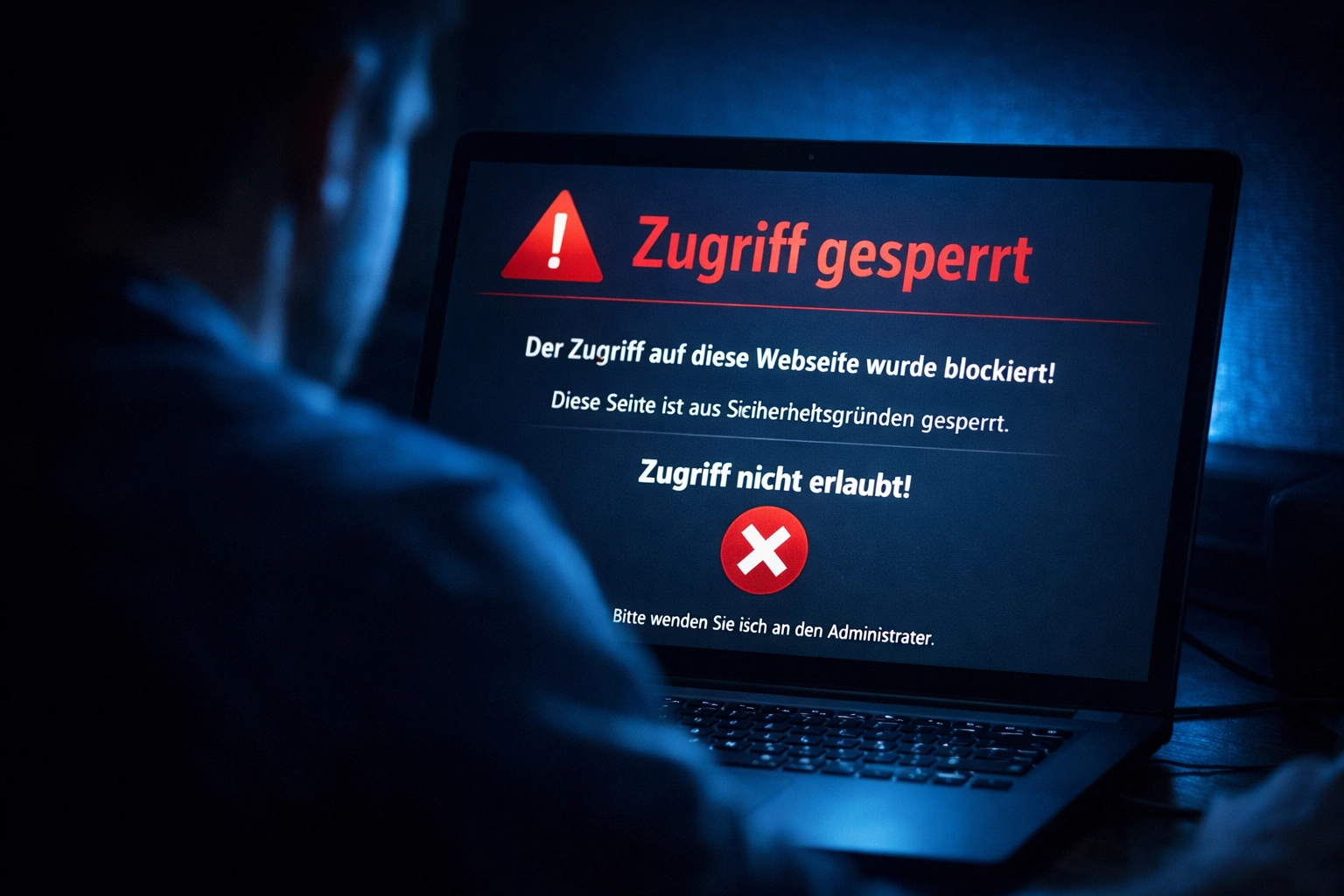 Gesperrte Website mit Zugriffsverweigerung durch deutsche Glücksspielregulierung