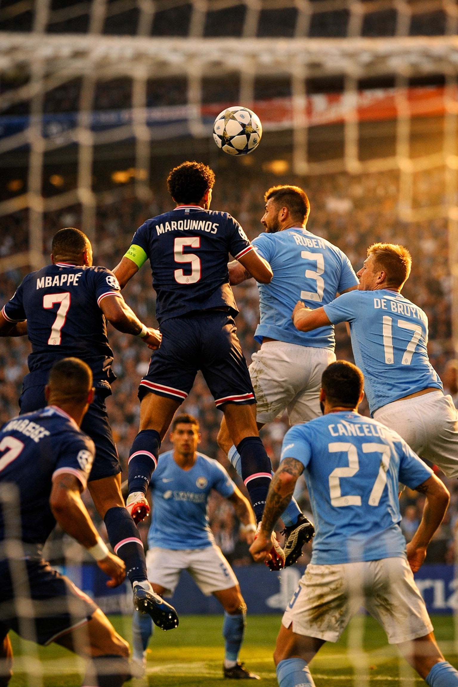 PSG Manchester City Champions League Kopfballduell Standardsituation im Strafraum