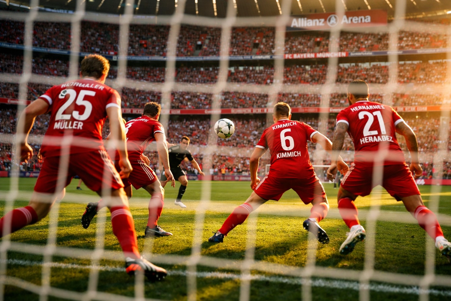 Bayern München Spieler beim Gegenpressing in der Allianz Arena
