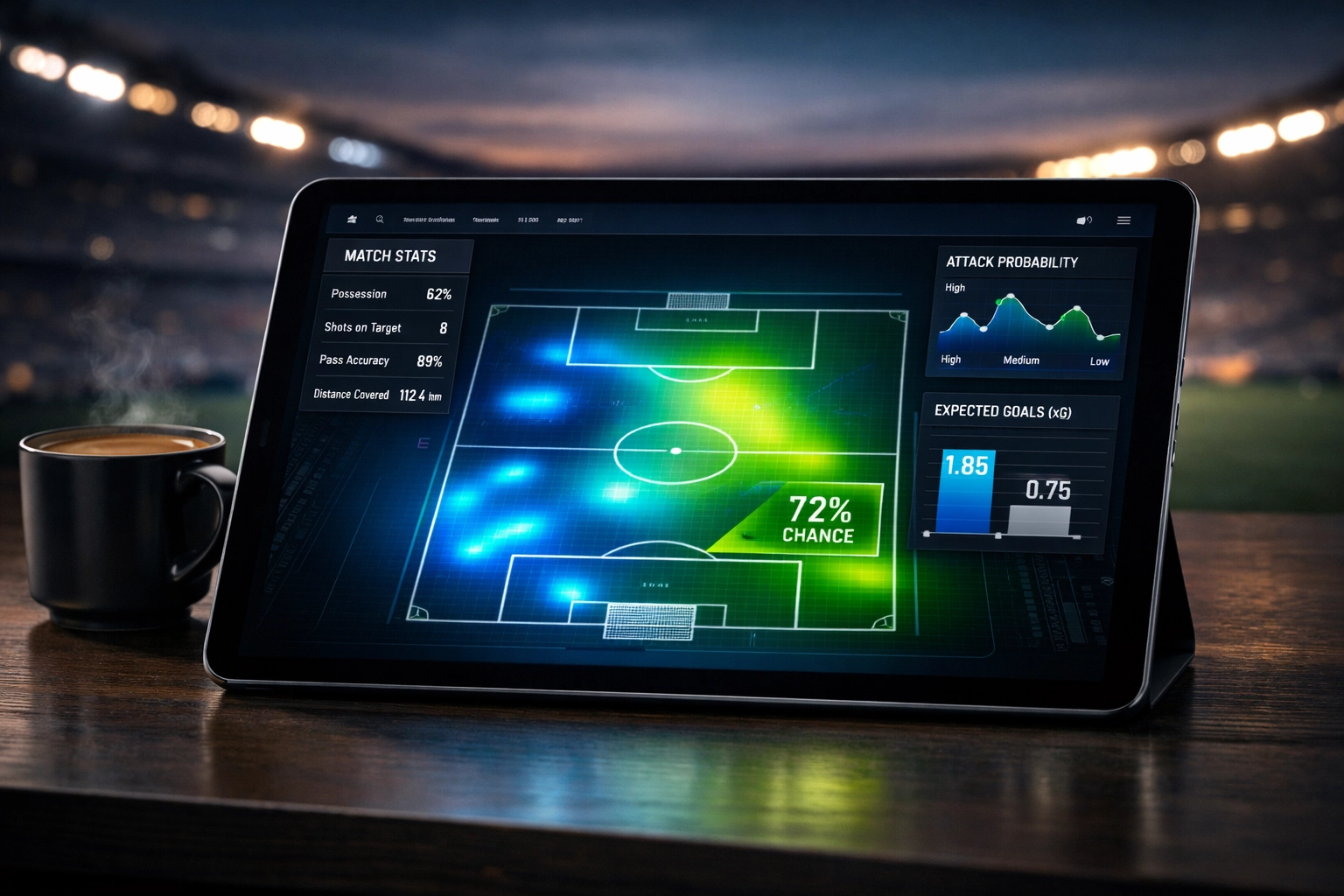 xG-Werte Dashboard für Bundesliga-Wettanalysen mit Heatmap und Torwahrscheinlichkeiten