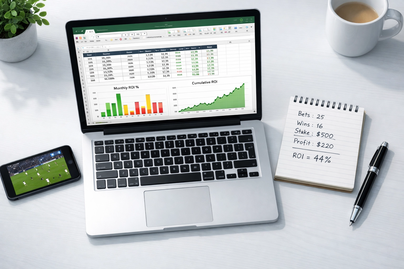 Excel-Tracking Sportwetten mit ROI-Charts zur Analyse der Wett-Performance