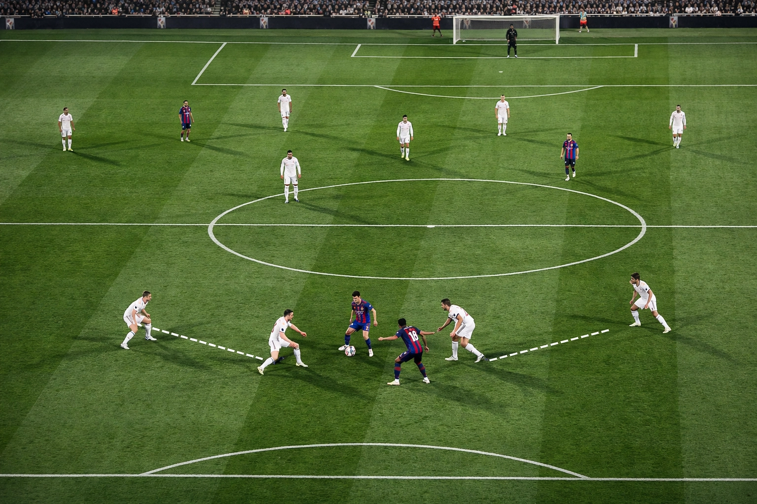 Real Madrid Pressingsystem gegen Barcelona mit asymmetrischer Mittelfeld-Formation