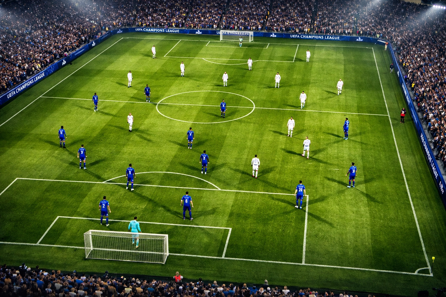 Champions League Achtelfinale Taktikaufstellung mit asymmetrischer Formation im Stadion