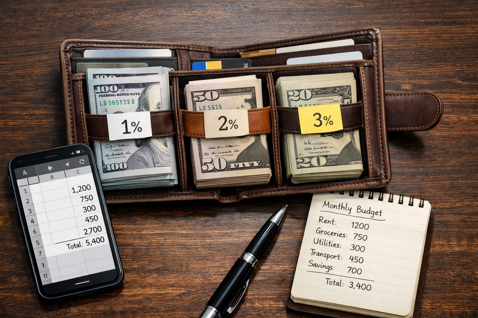 Organisiertes Bankroll-Management mit Bargeld und Budget-Planung