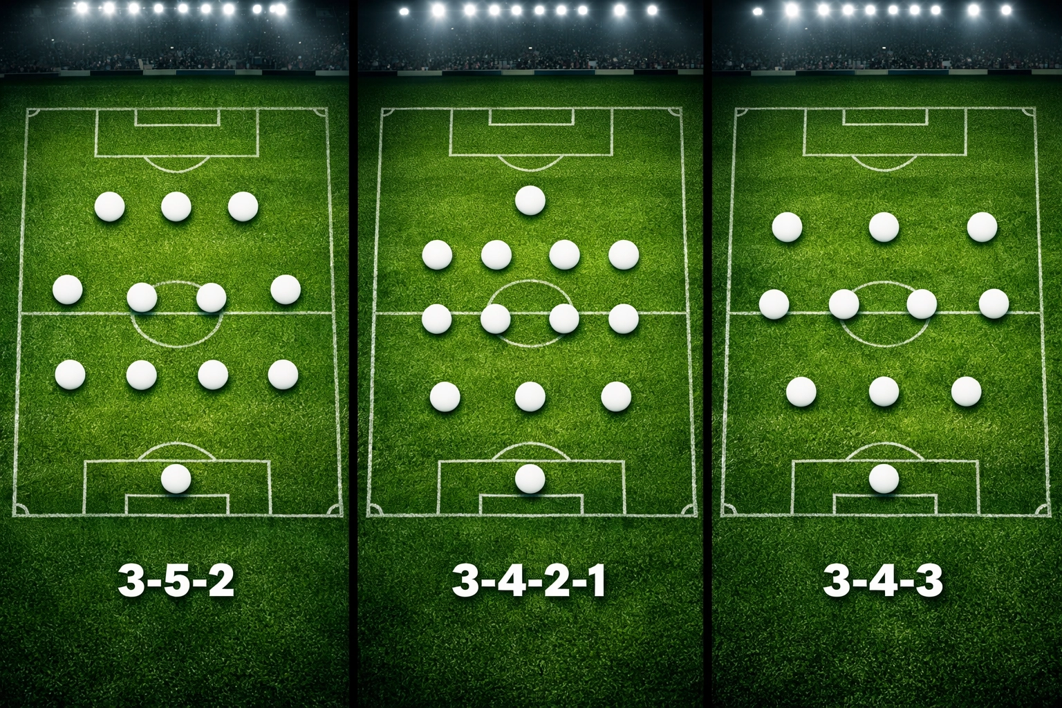 Vergleich der Formationen 3-5-2, 3-4-2-1 und 3-4-3 in der taktischen Analyse