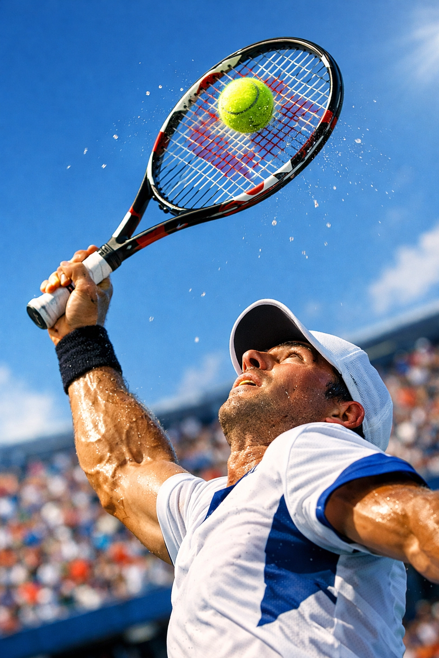 Ein Tennisprofi beim Aufschlag zur Analyse der Service-Hold-Rate bei ATP Wetten.