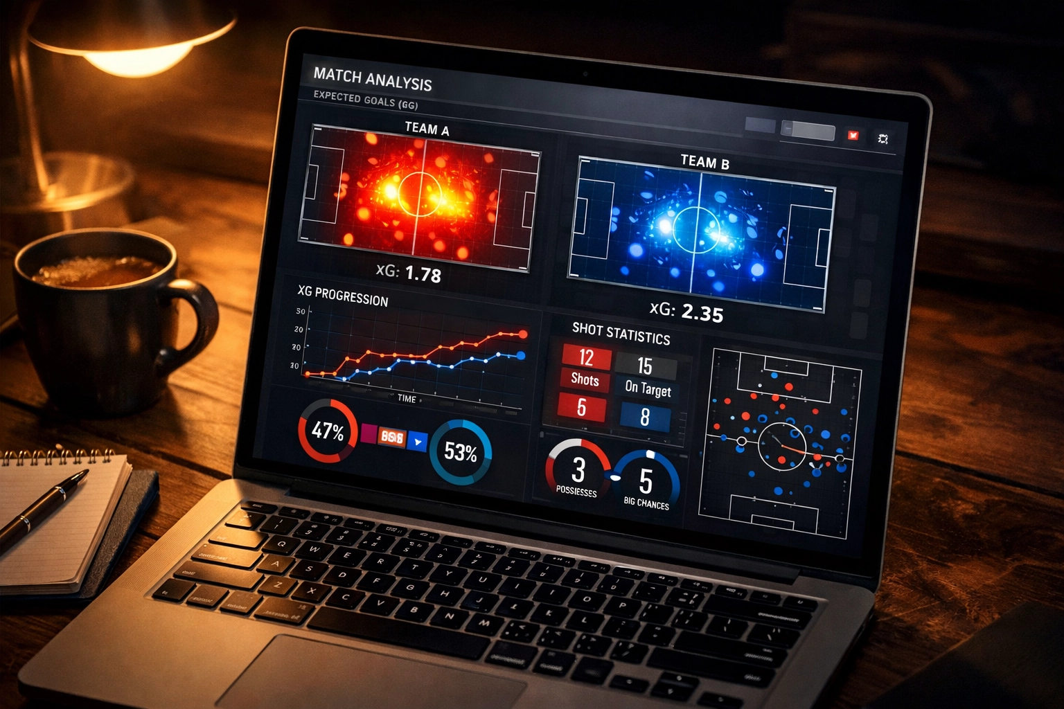 xG-Analyse Dashboard für Bundesliga Wettstatistiken und Datenauswertung