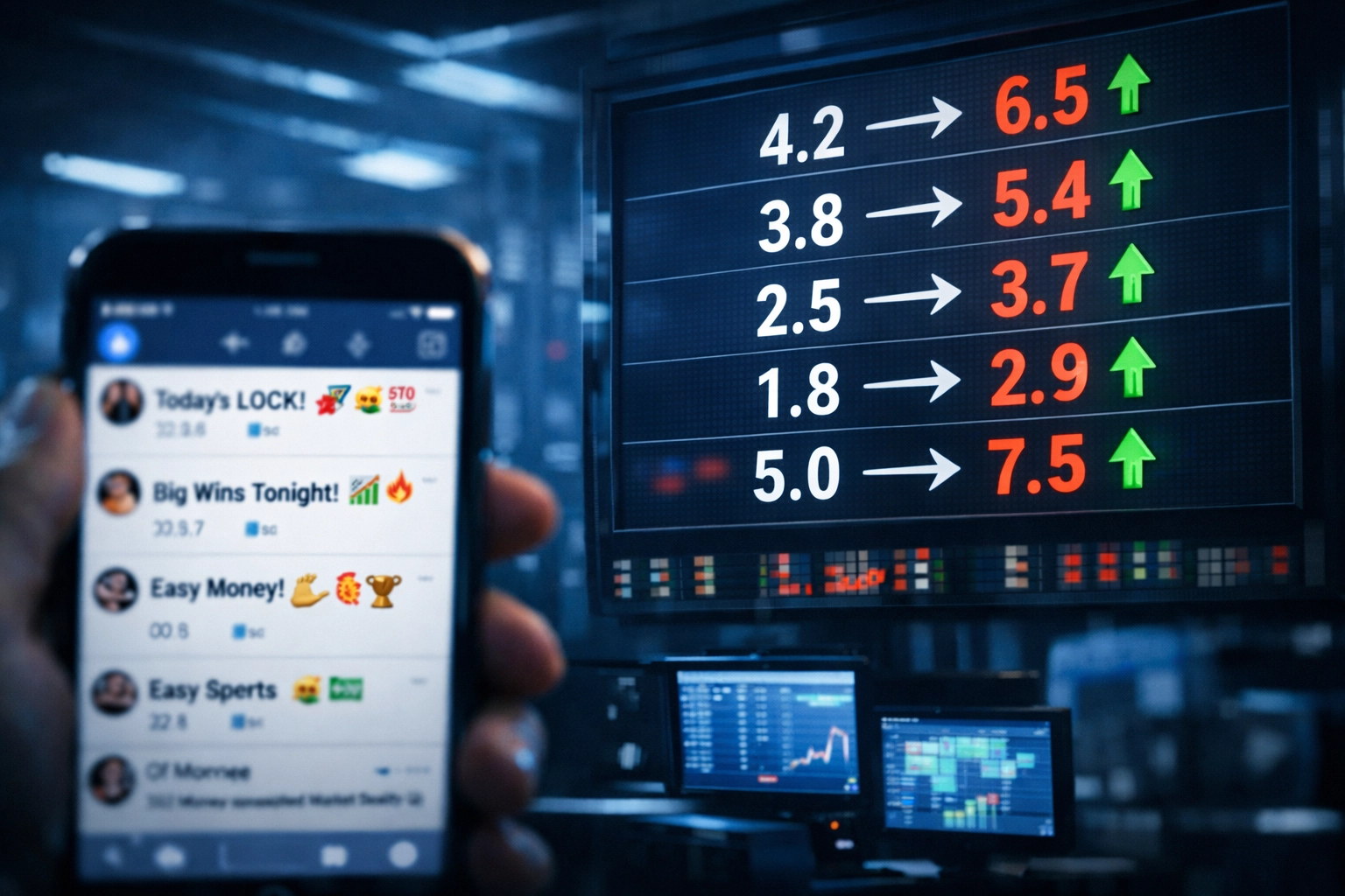 Kontrast zwischen Social Media Wetttipps und tatsächlichen Quotenbewegungen am Markt