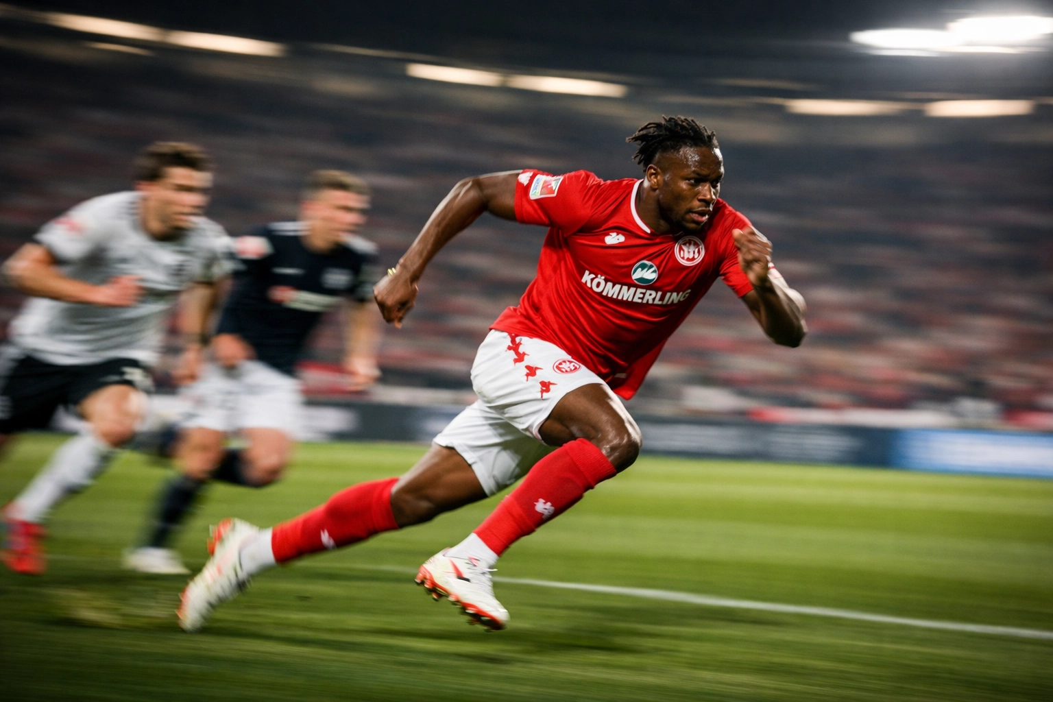 Christian Conteh im schnellen Konter für Mainz 05 in der Bundesliga
