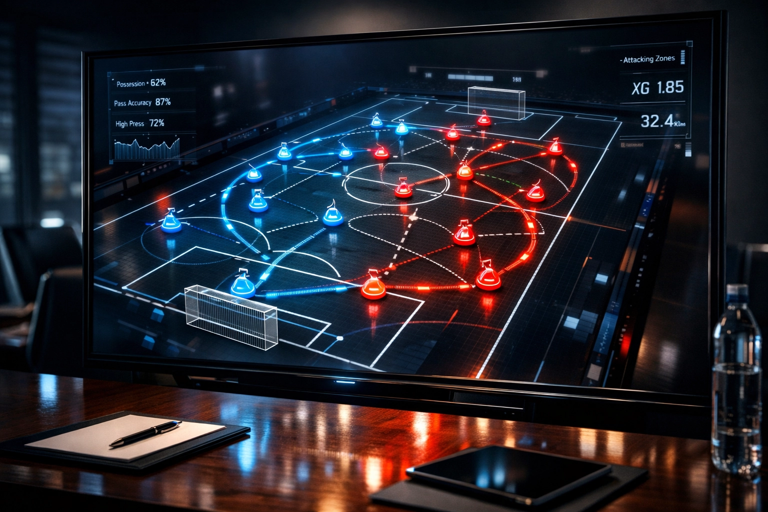 Taktiktafel mit Passwegen zum Hoeneß-System beim VfB Stuttgart für datenbasierte Analyse