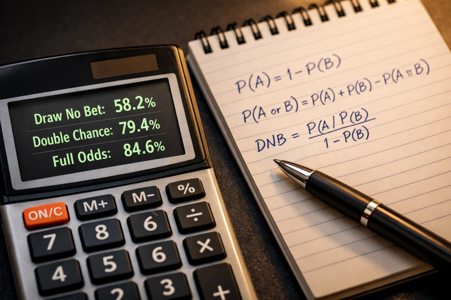Mathematische Berechnung von Draw No Bet Quoten mit Taschenrechner und Formeln