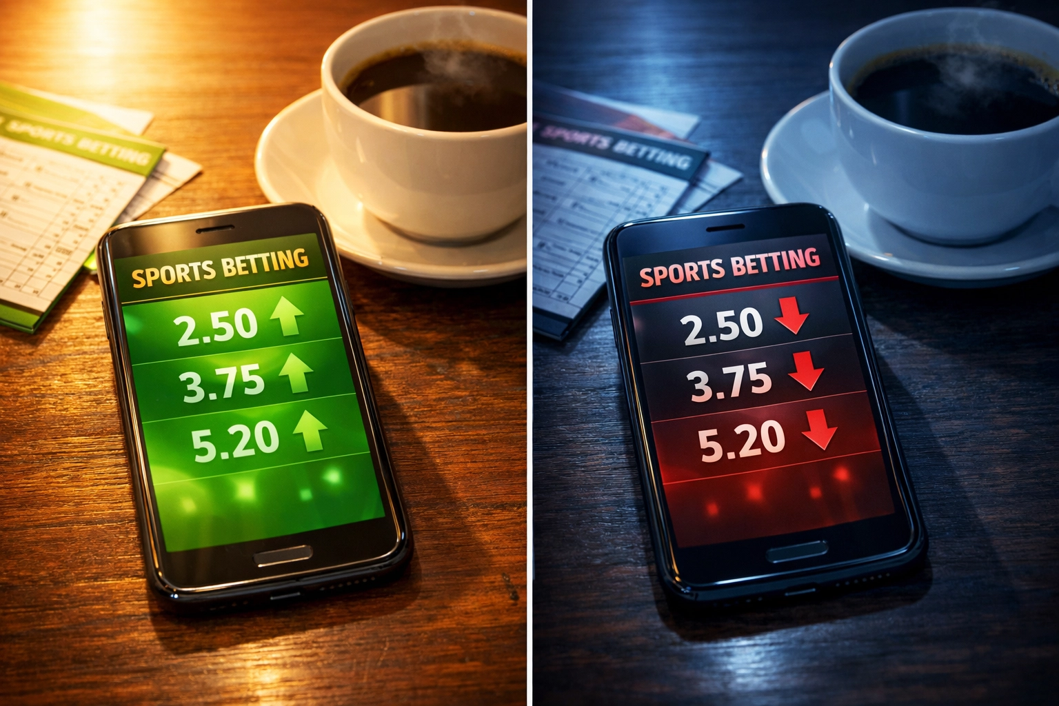 Wettquoten steigen und fallen auf Sportwetten-App in Echtzeit