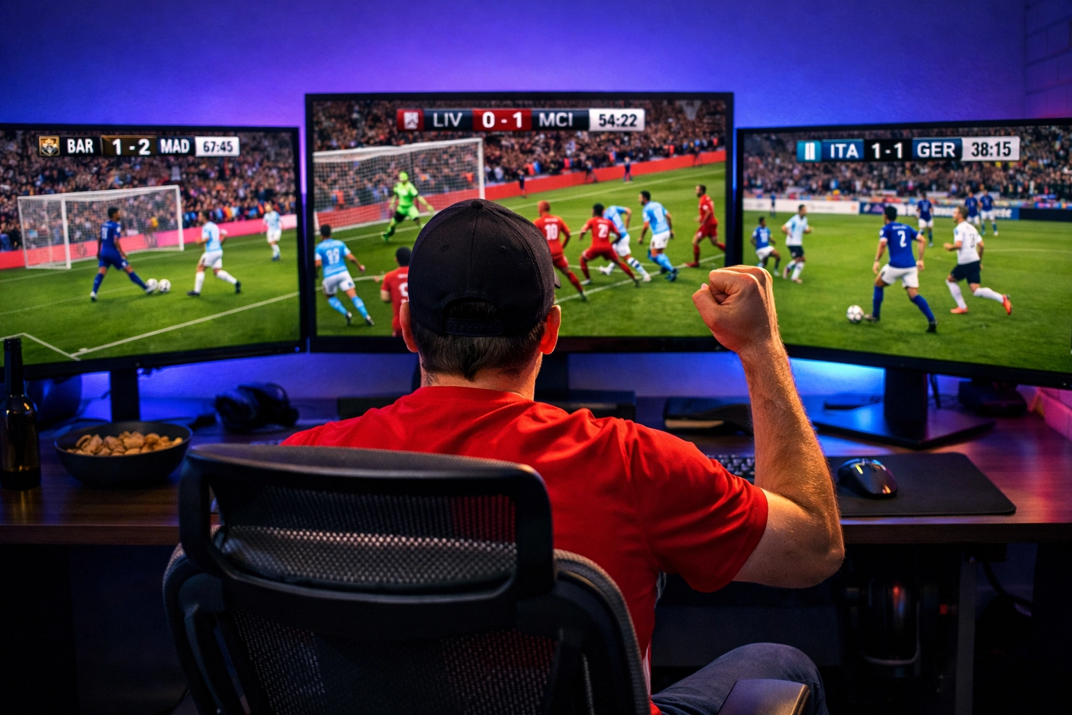 Live Sportwetten auf mehreren Bildschirmen für Kombiwetten und Echtzeit-Analyse