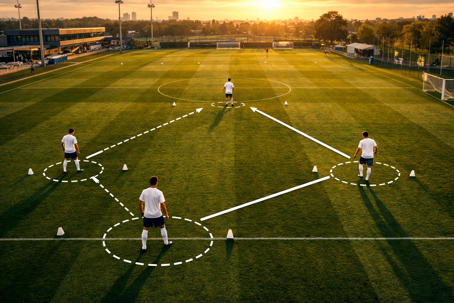 Asymmetrische Mittelfeldstaffelung im Real Madrid Spielsystem mit drei Positionen