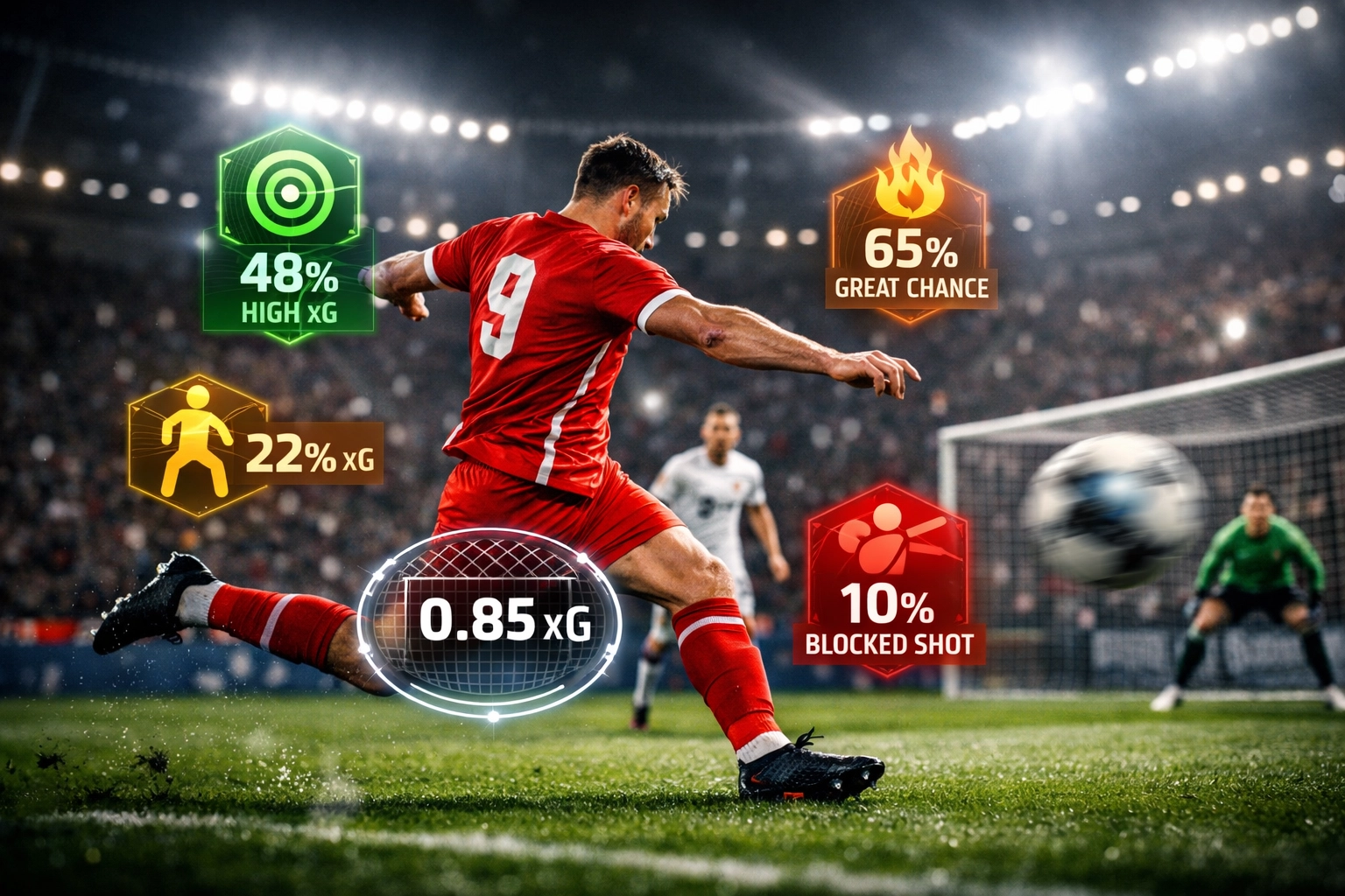 Bundesliga-Torschuss mit Expected Goals Wahrscheinlichkeit im Strafraum