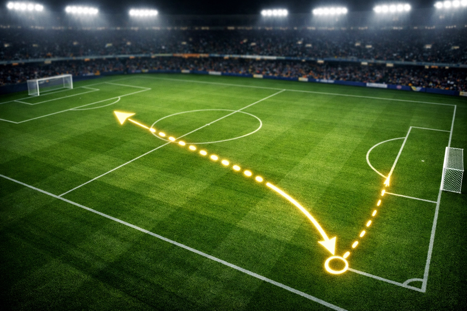 Taktische Darstellung eines Inverted Fullbacks beim Einrücken ins zentrale Mittelfeld.