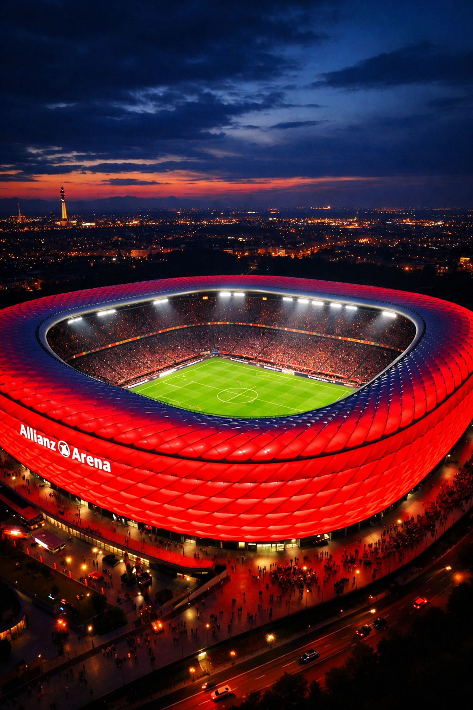 Allianz Arena bei Flutlicht – Bayern Münchens Heimfestung in der Bundesliga