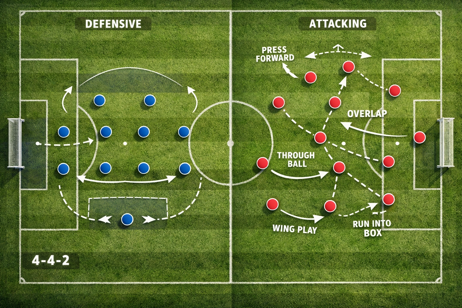 Taktische Analyse Ligue 1 Spielfeld mit Formation und Spielerpositionen