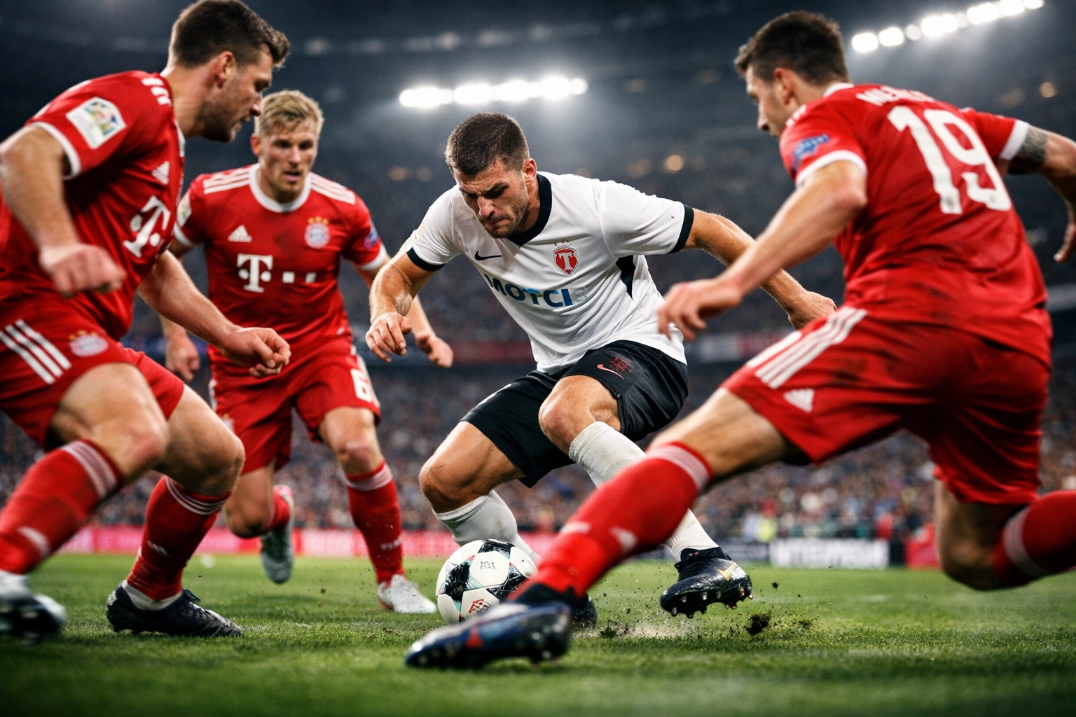 Bundesliga Pressing-Szene mit intensiver Balleroberung im Angriffsdrittel