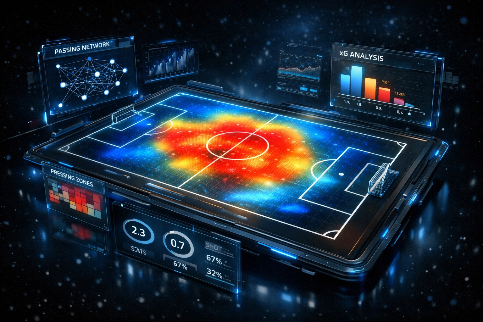Taktische Heatmap zeigt Ballbesitz und Spielerbewegungen bei Bundesliga-Analyse