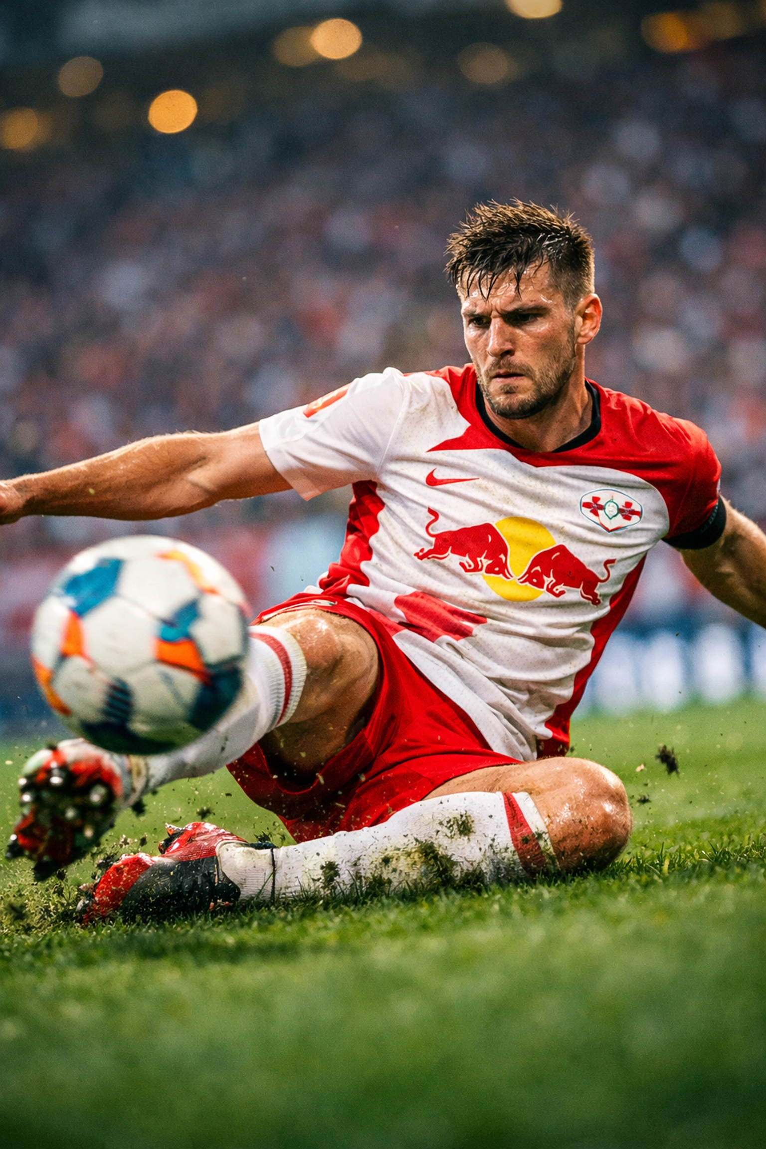RB Leipzig defensiver Mittelfeldspieler bei Balleroberung im Bundesliga-Spiel