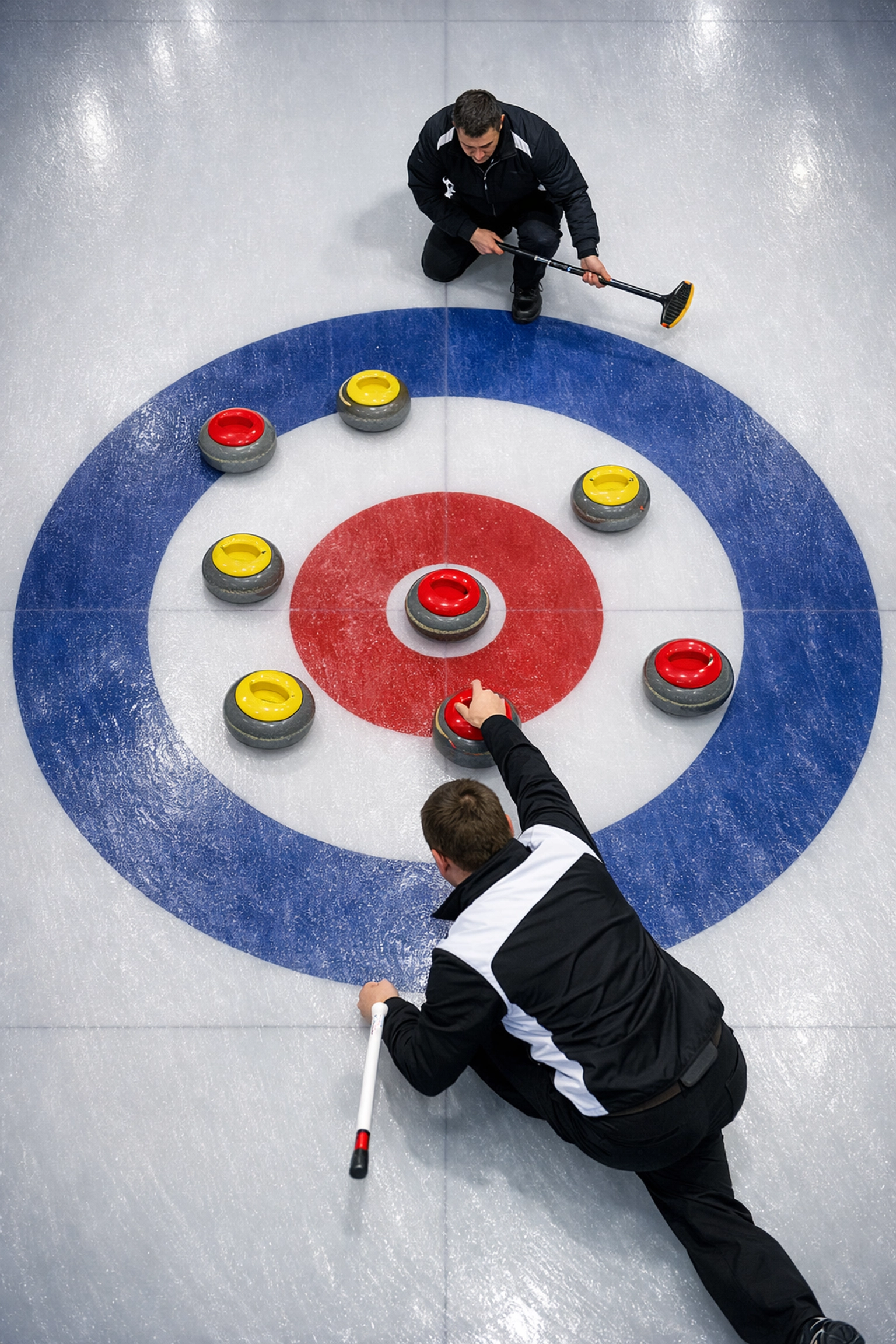 Mixed Curling Vorrunde Olympia Strategie Steine auf Eis