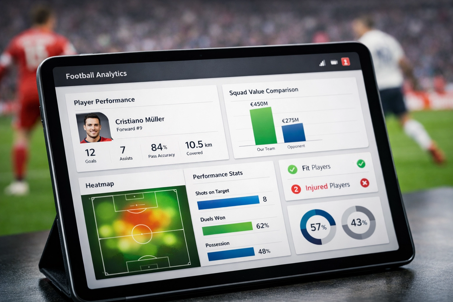Fußball-Analyse Dashboard zeigt Bundesliga Kaderstatistiken, Marktwerte und Spielervergleiche
