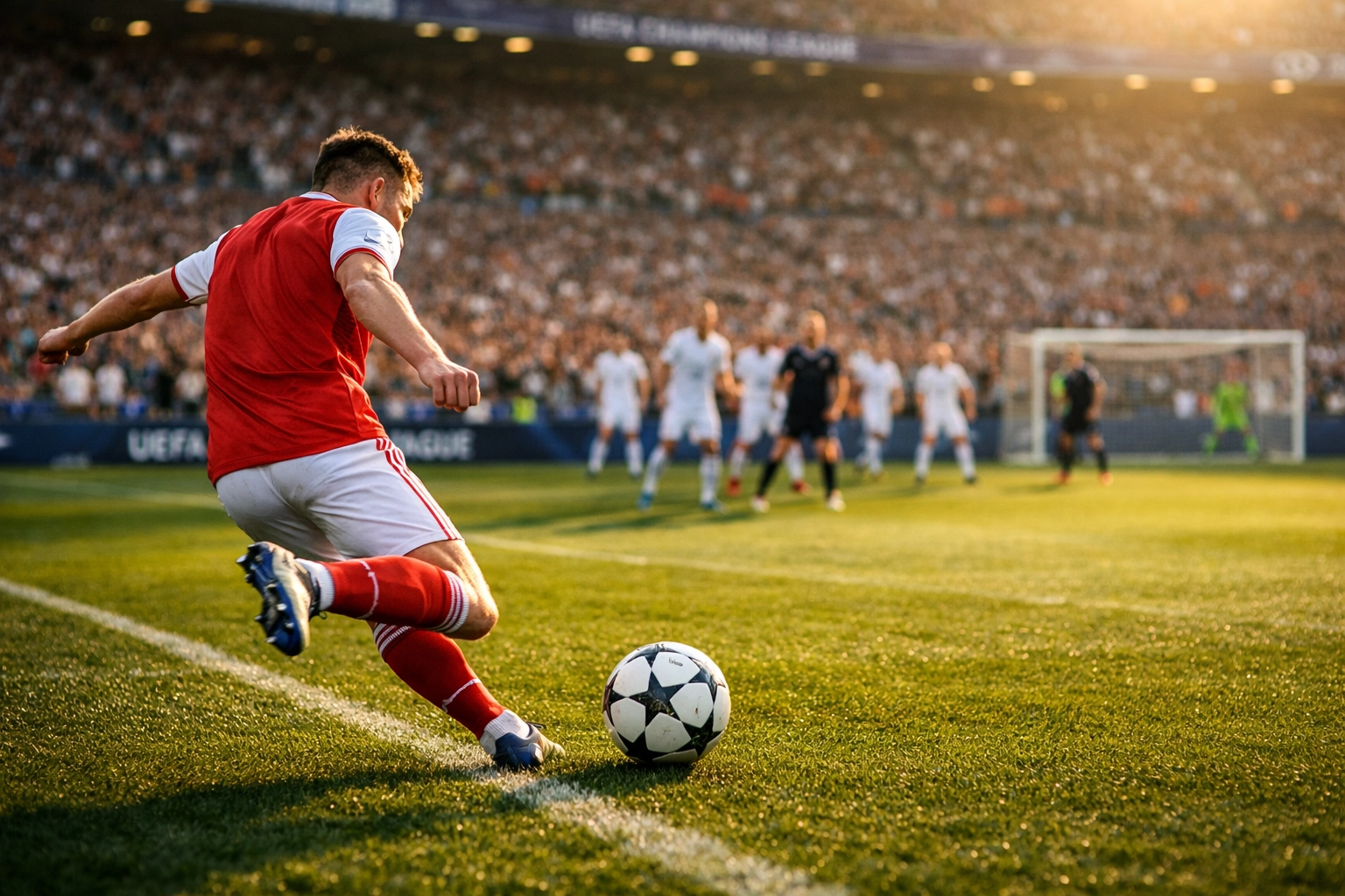 Flanke vom linken Flügel - Angriff über den schwächeren Flügel in der Champions League