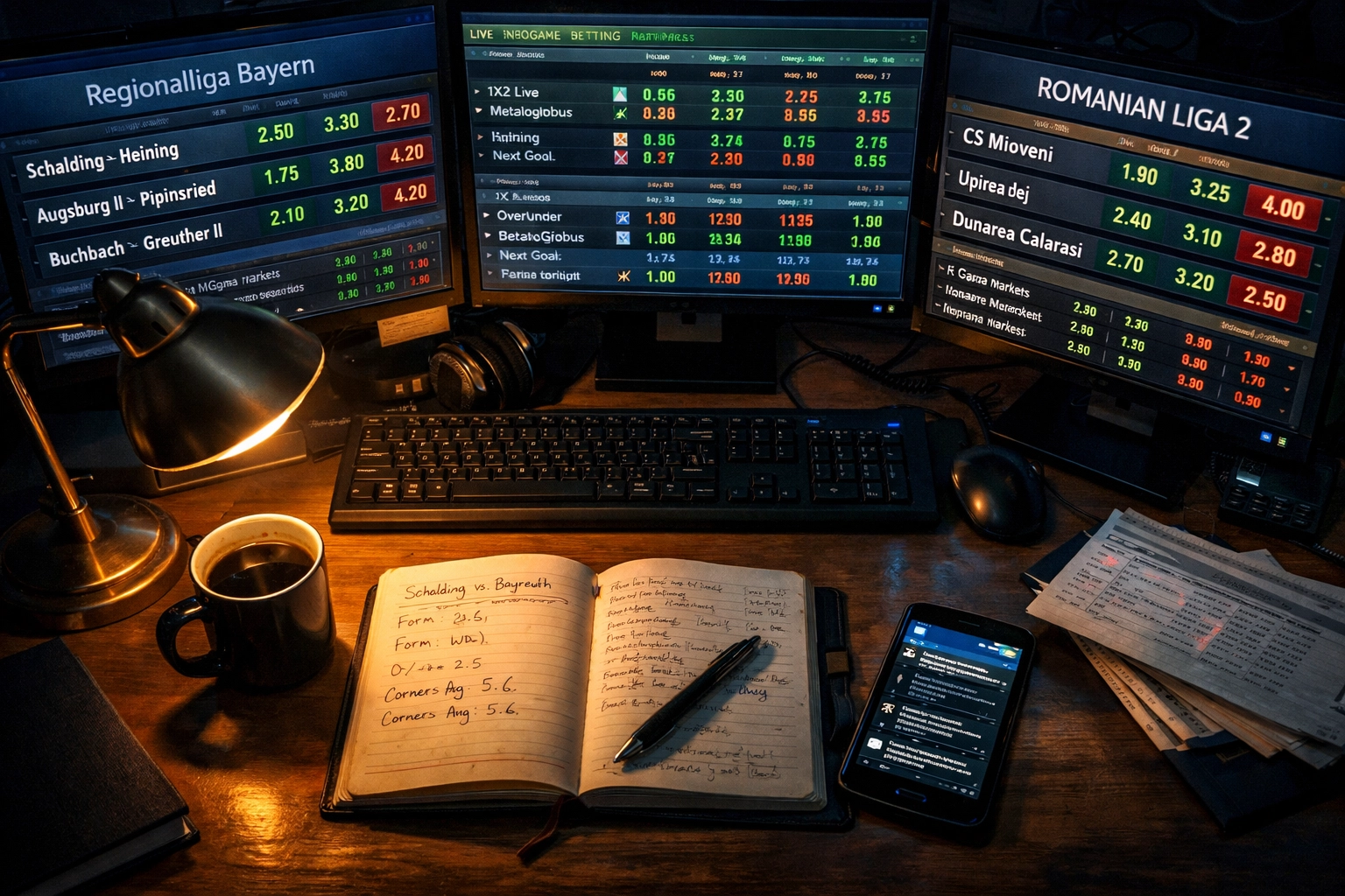 Quotenanalyse Regionalliga auf Trading-Monitoren für Sportwetten-Nischenmärkte