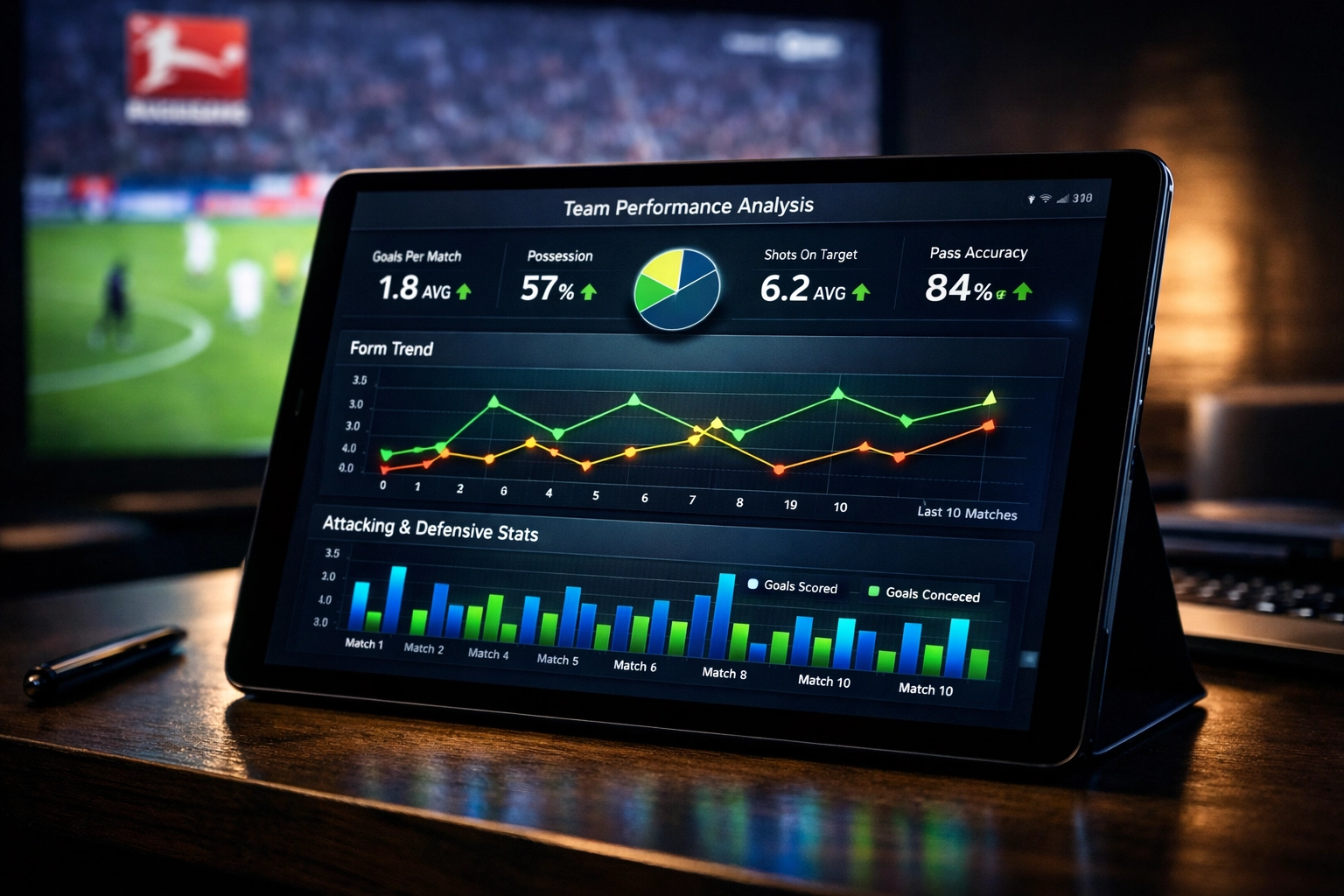 Bundesliga Analytics Dashboard mit Leistungsmetriken und Expected Goals Statistiken