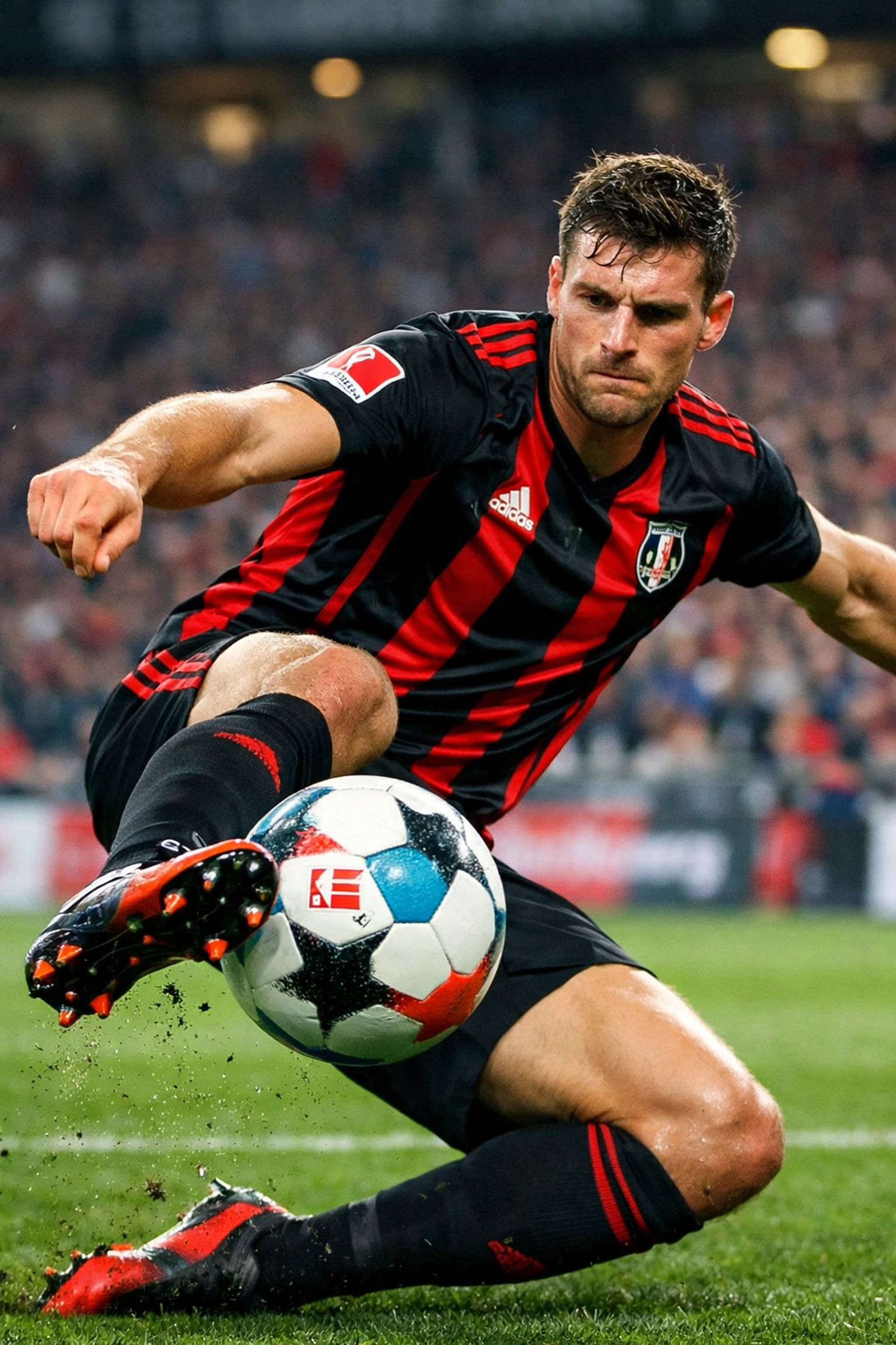 Bayer Leverkusen Innenverteidiger bei Balleroberung im Bundesliga-Match