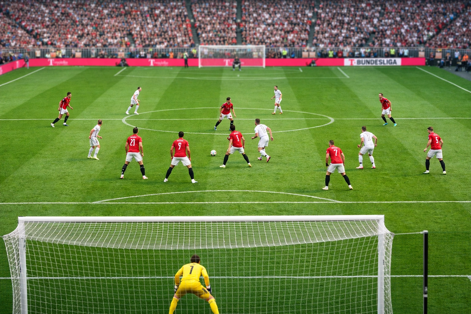 Dreierketten-System mit Außenverteidigern im Bundesliga-Spielaufbau