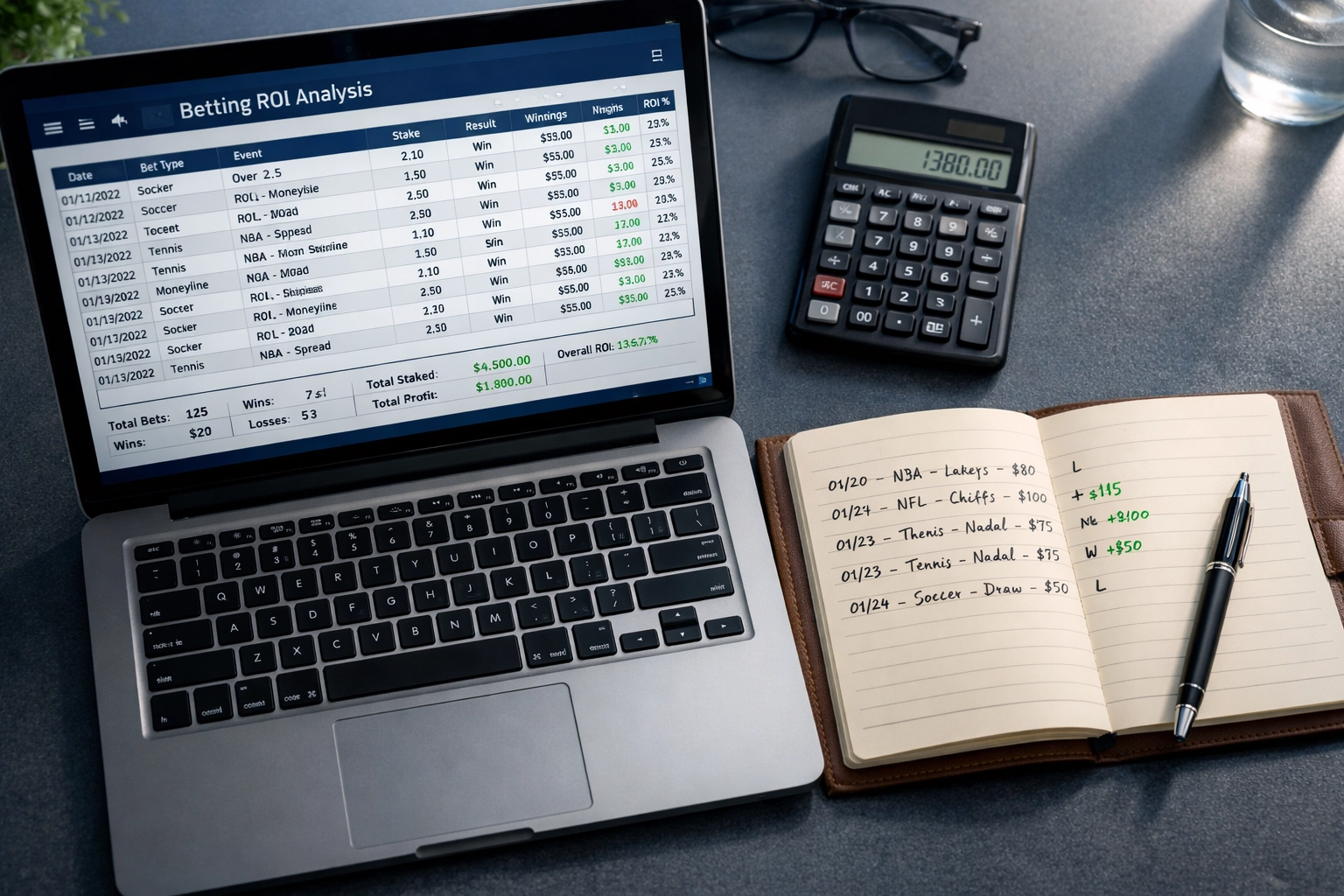 Bankroll-Management beim Value Betting: Spreadsheet mit ROI-Berechnungen und Wett-Statistiken