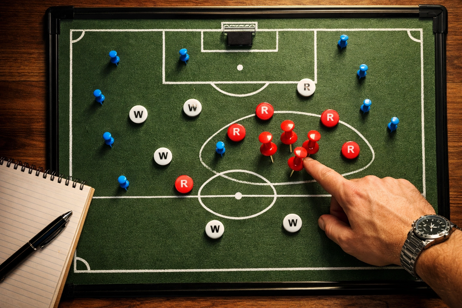 Taktikboard zeigt Schusspositionen mit unterschiedlichen xG-Werten