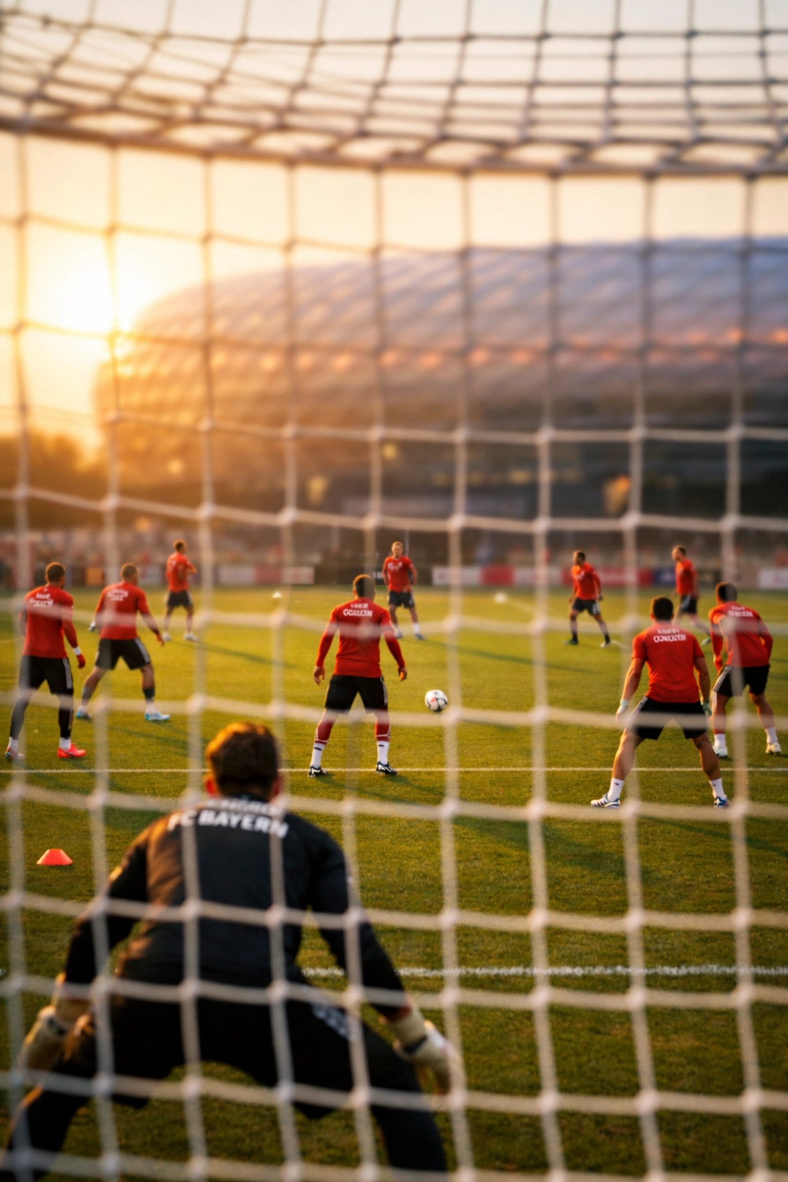 Bayern München Trainingseinheit im 4-2-3-1 Formation vor der Allianz Arena