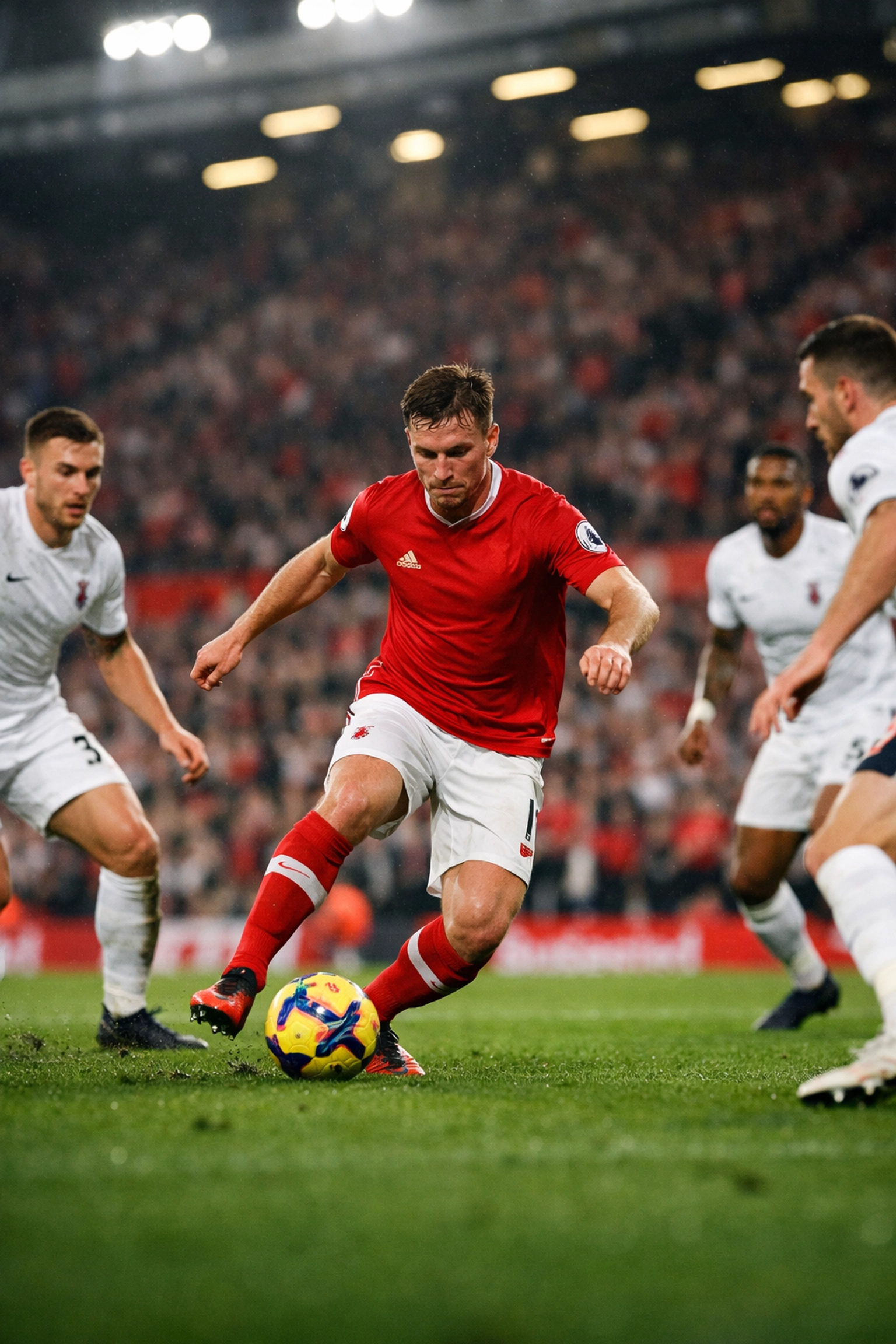 Premier League Mittelfeldspieler im Zweikampf während der Saison 2026