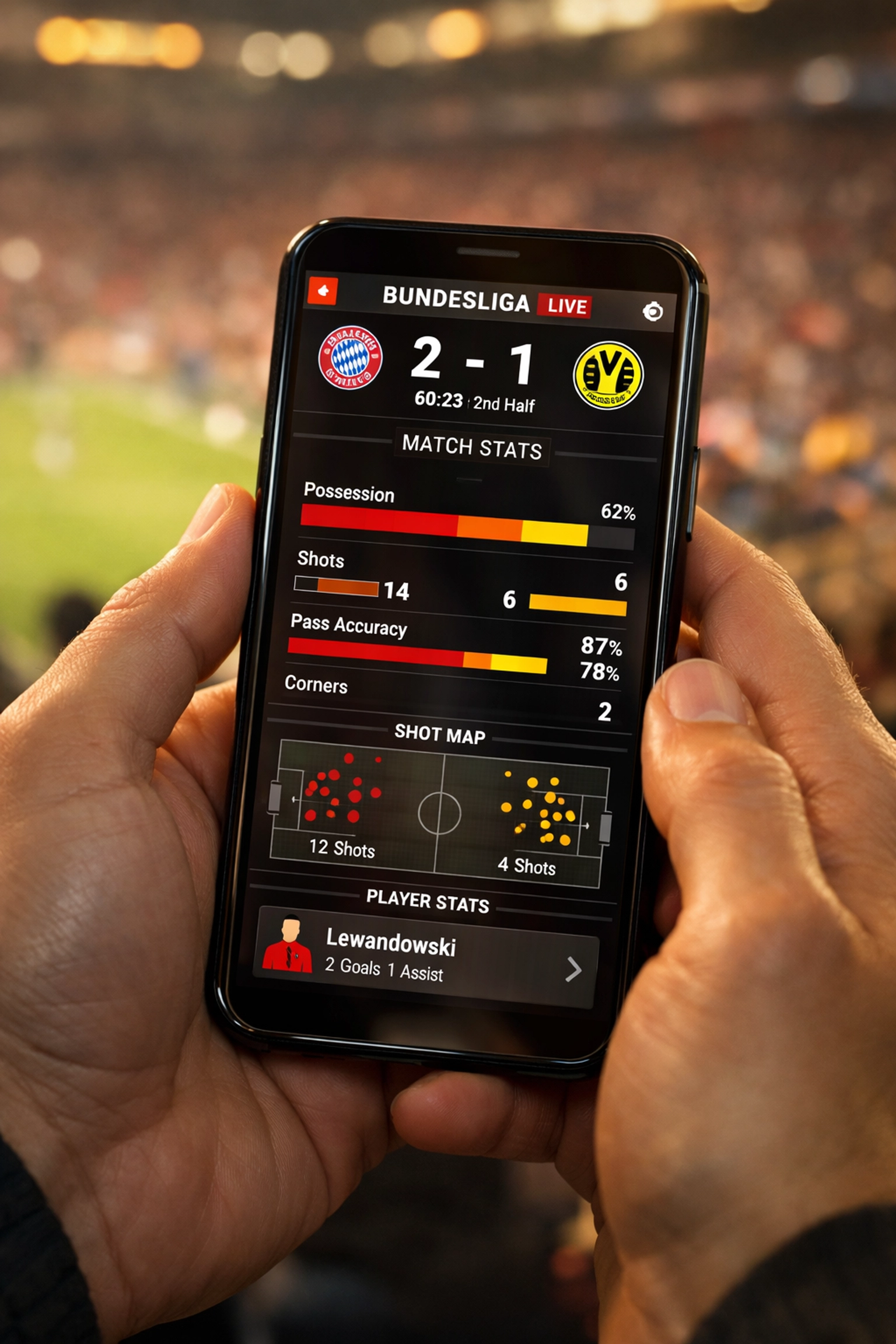 Smartphone mit Live-Bundesliga-Statistiken für fundierte Sportwetten-Entscheidungen