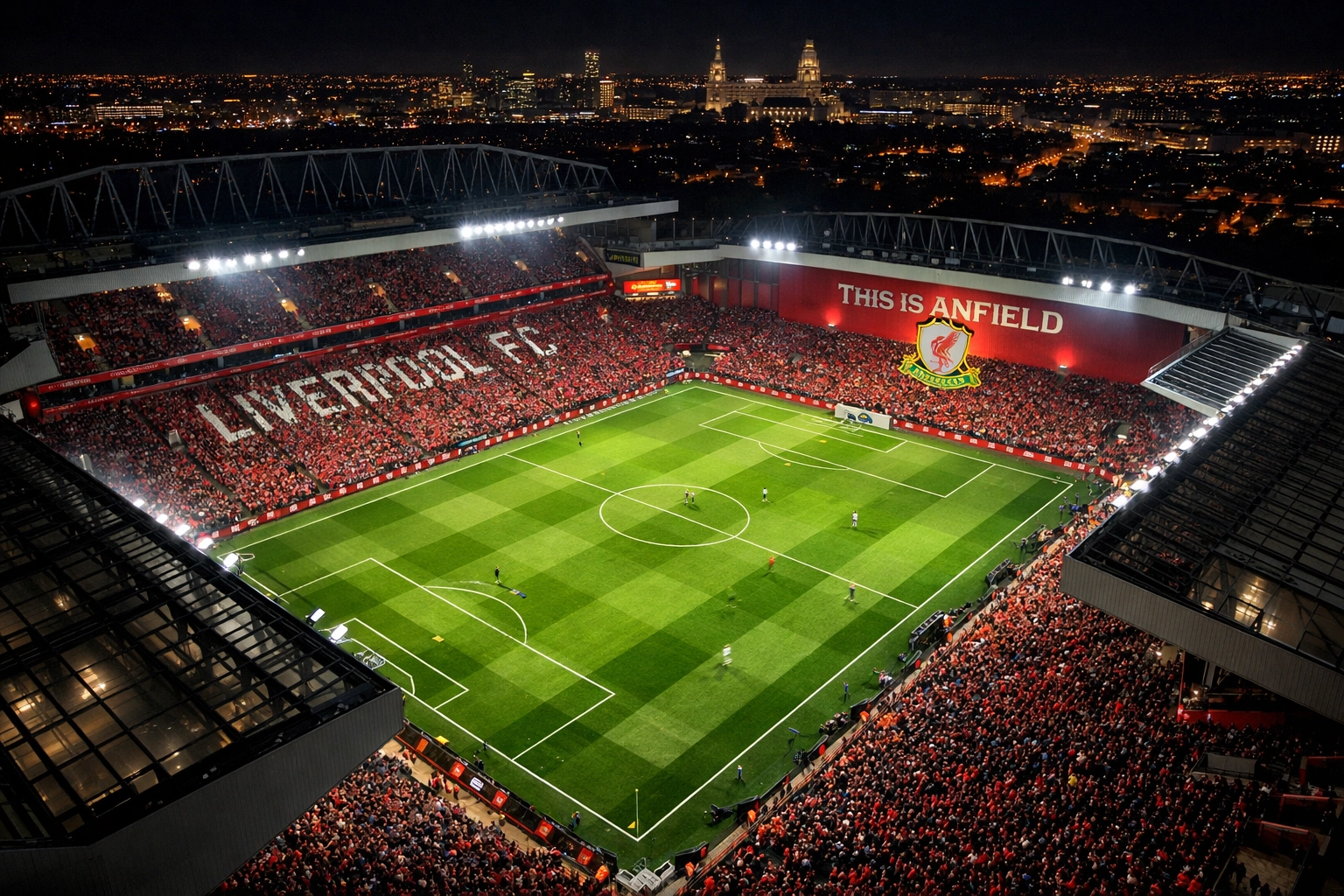 Anfield Stadium bei Nacht – Liverpools Heimstärke in der Premier League