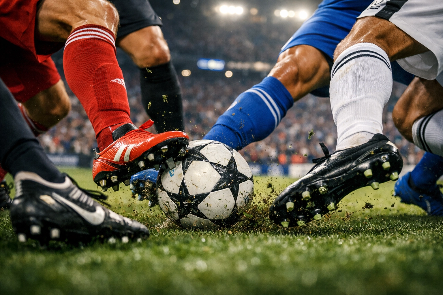 Mittelfeldduell im Champions League Achtelfinale 2026 zwischen zwei Mannschaften