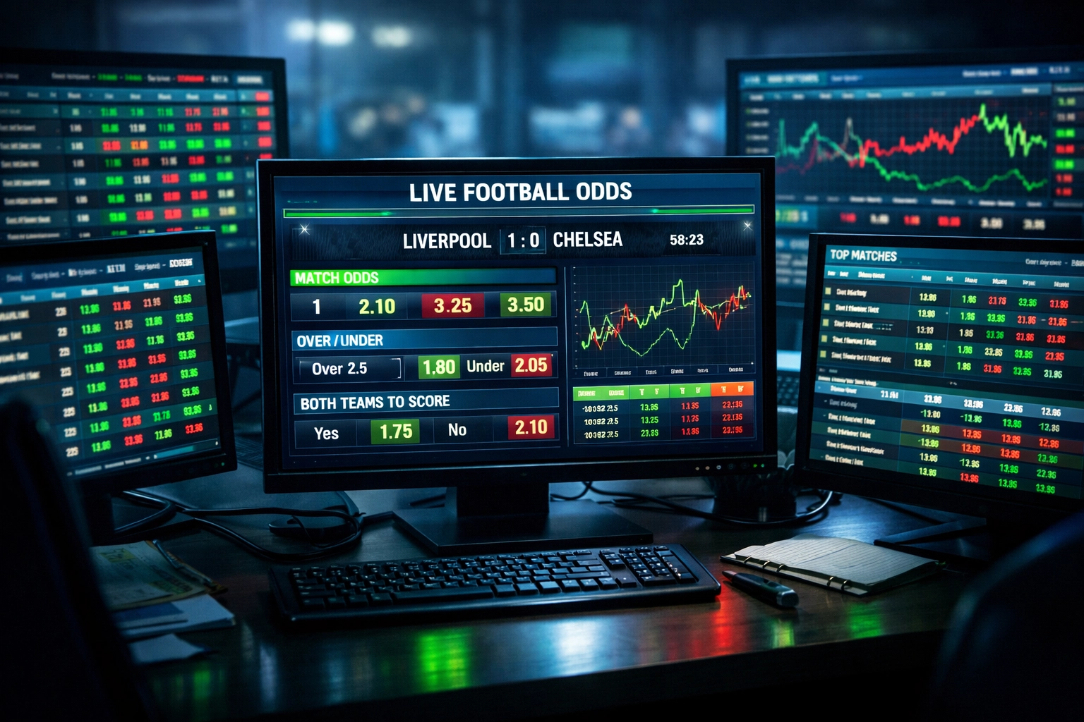 Quotenvergleich und Marktanalyse für Over 2.5 Wetten auf mehreren Monitoren